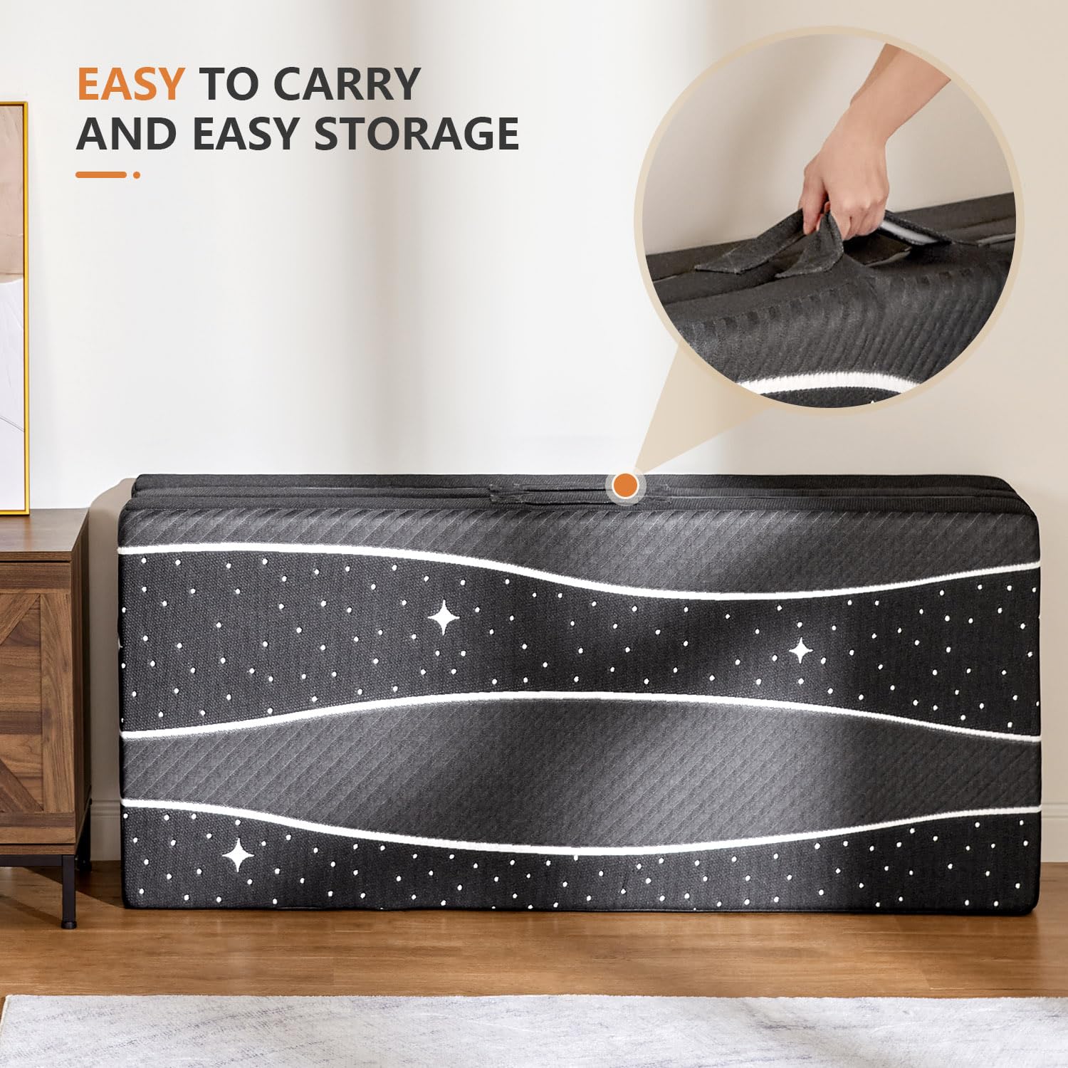 Sweetnight Tri-Fold Mattress - 4 Inch Dual-Layer Foam Folding Mattress | Removable & Washable 500G Superfine Fiber Cover | Suita