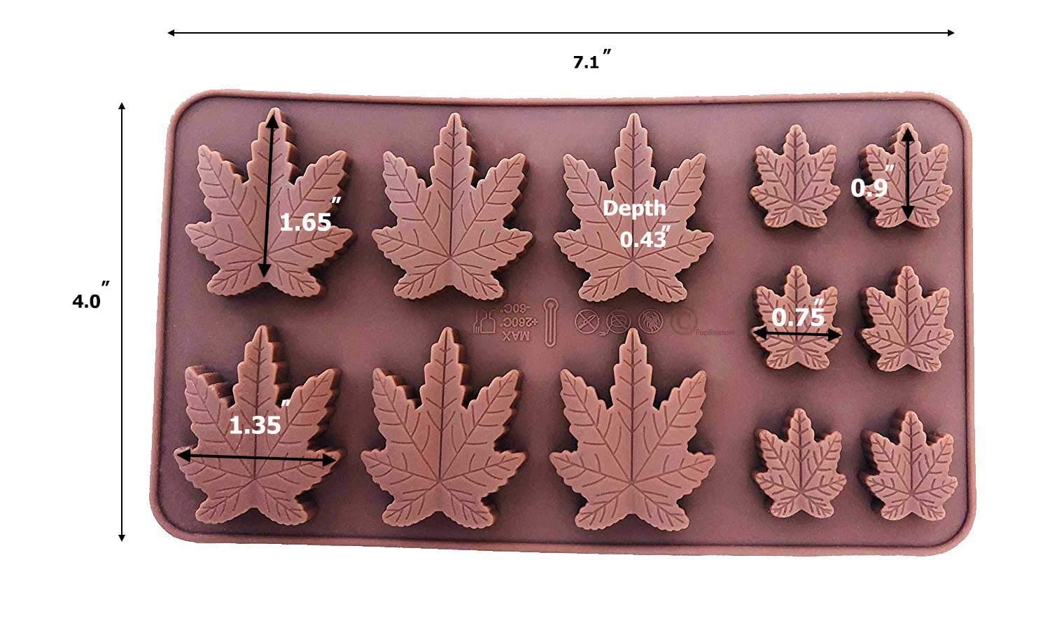 Set Of 2 X Silicone Lollipop Gummy Brownies Hard Candy Edible Leaf Mold Ice Cube Chocolate Soap Candle Tray Party Maker (Brown (