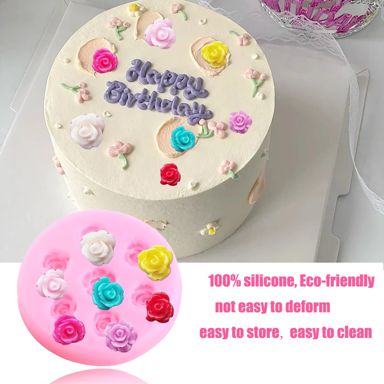 Mujiang Rose Flower Fondant Mold Flower Candy Silicone Molds For Cake Decorating Cupcake Topper Chocolate Polymer Clay Gum Paste