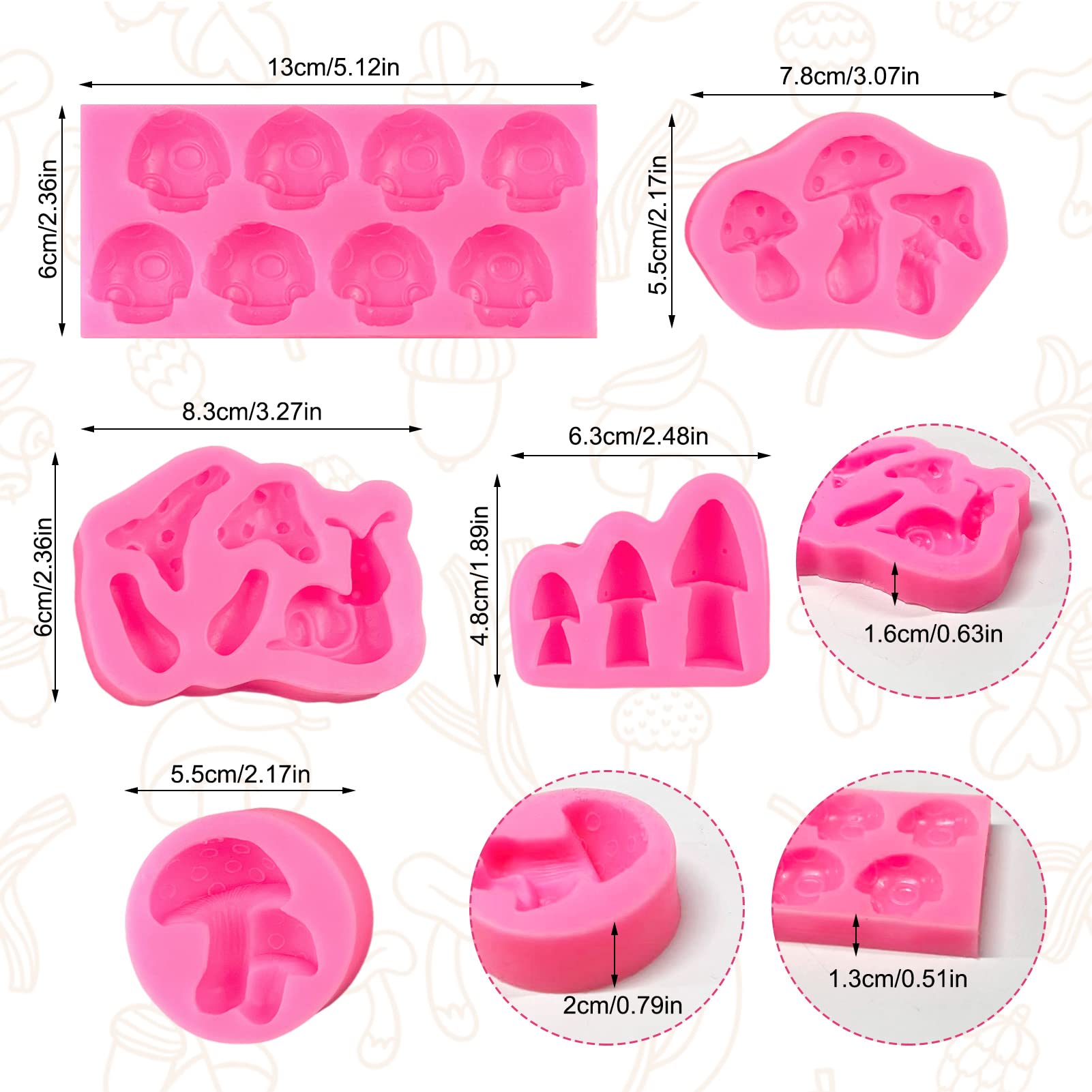 Mushroom Chocolate Molds, Mushroom Snail Shaped Silicone Molds, Cute Mushroom Candy Mould Vegetable Fondant Molds For For Cupcak
