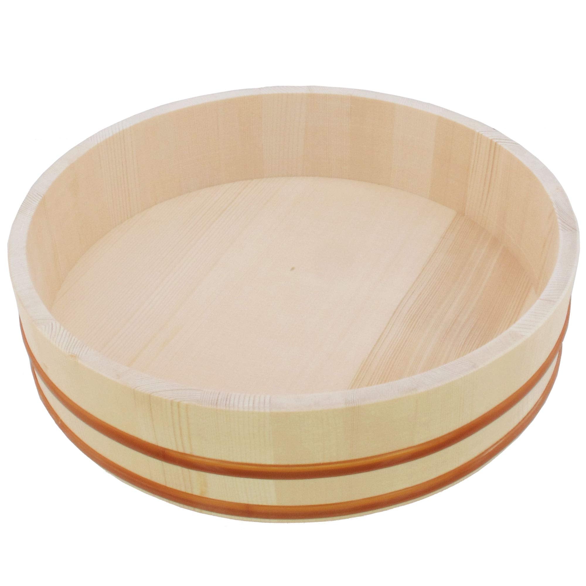 Bamboomn 15.3'' Hangiri Oke Sushi Rice Cooling Bowl/Tub With Lid, 19 Pieces Making Serving Accessory Kit - Jumbo