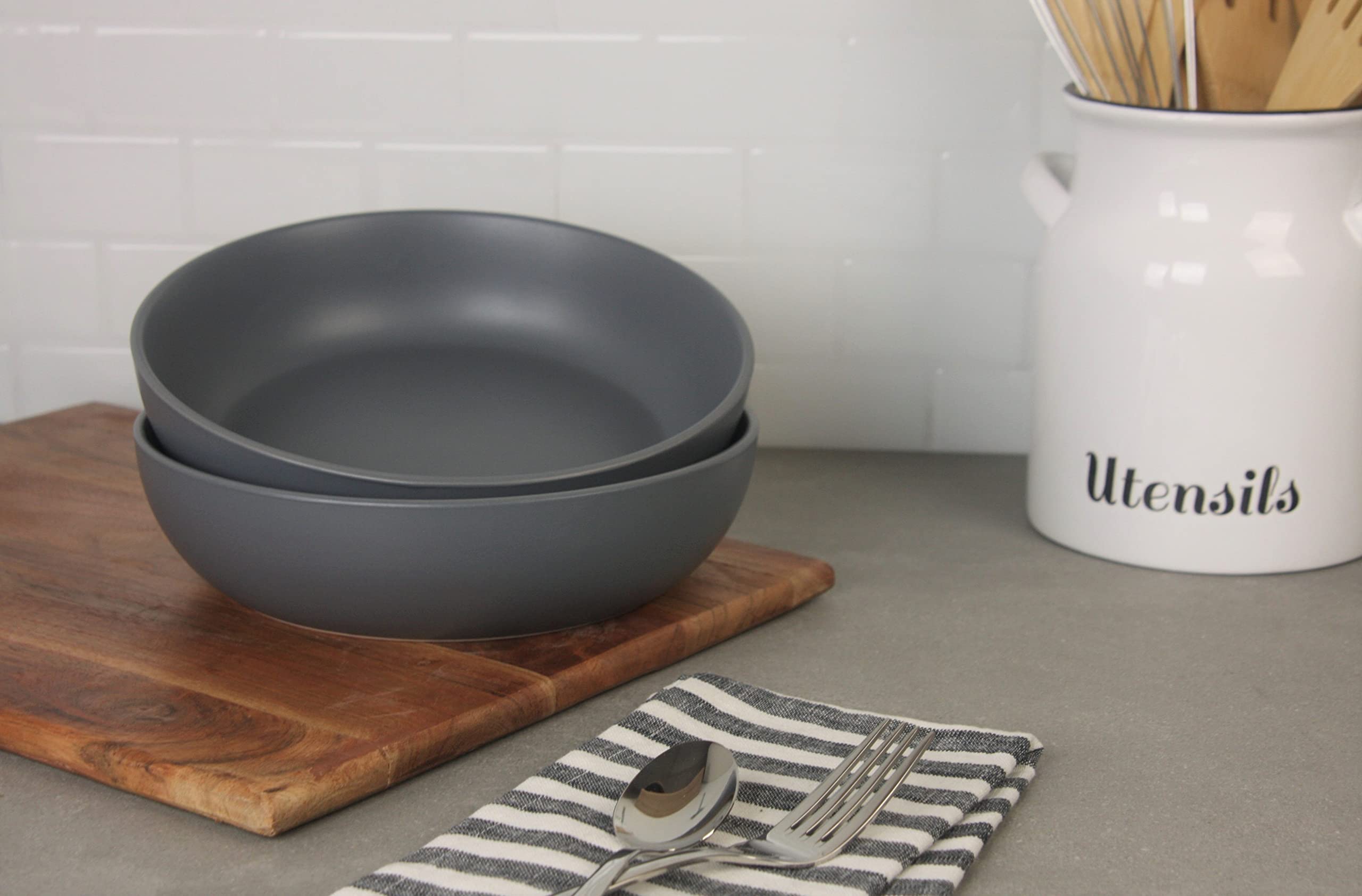 10 Strawberry Street Wazee Matte 948Oz Serving Bowl, Set Of 2, Charcoal