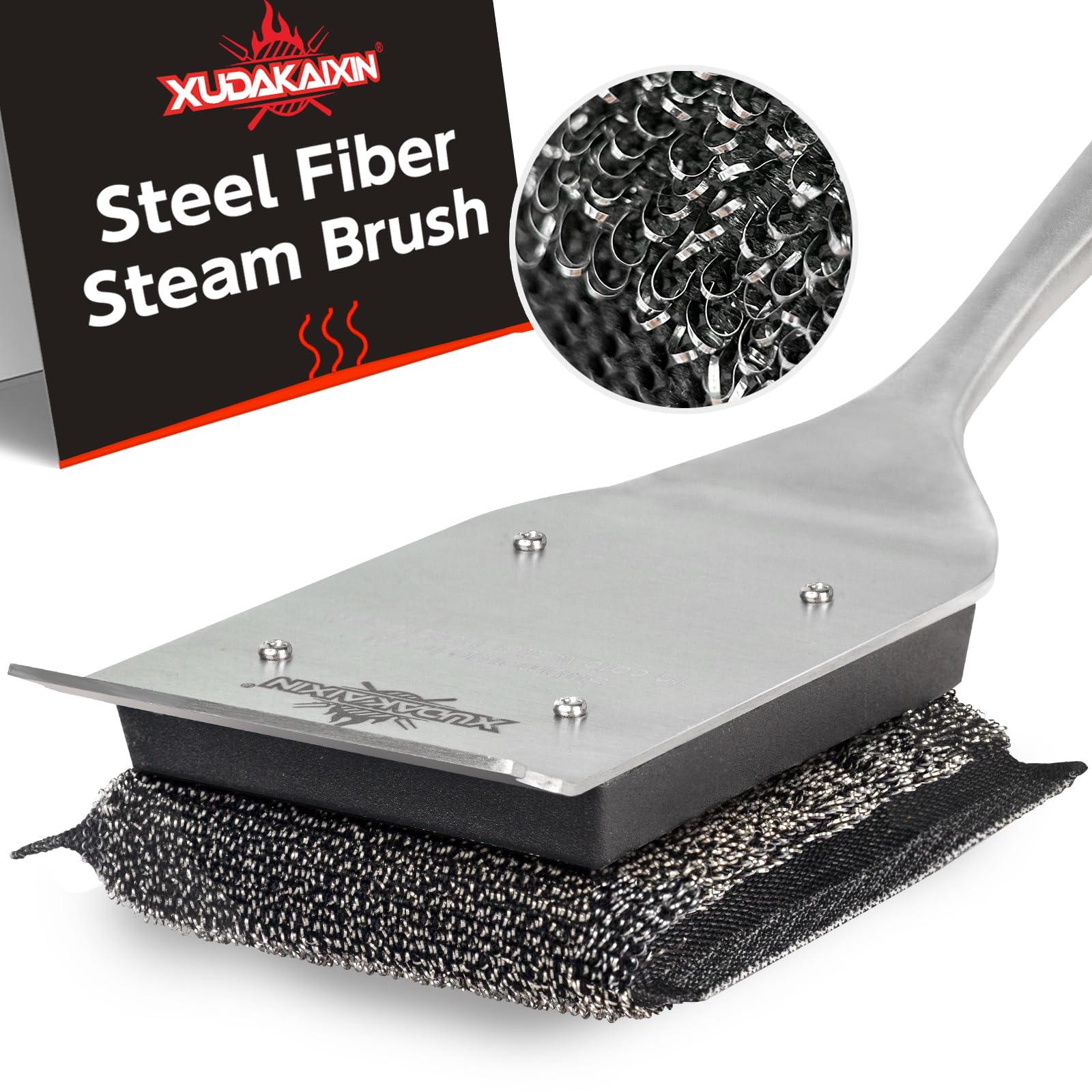 Xudakaixin Grill Brush Bristle Free,Water-Activated Steam Effectively Cleans The Grill.Unique Steel Fibers For Cast Iron/Stainle