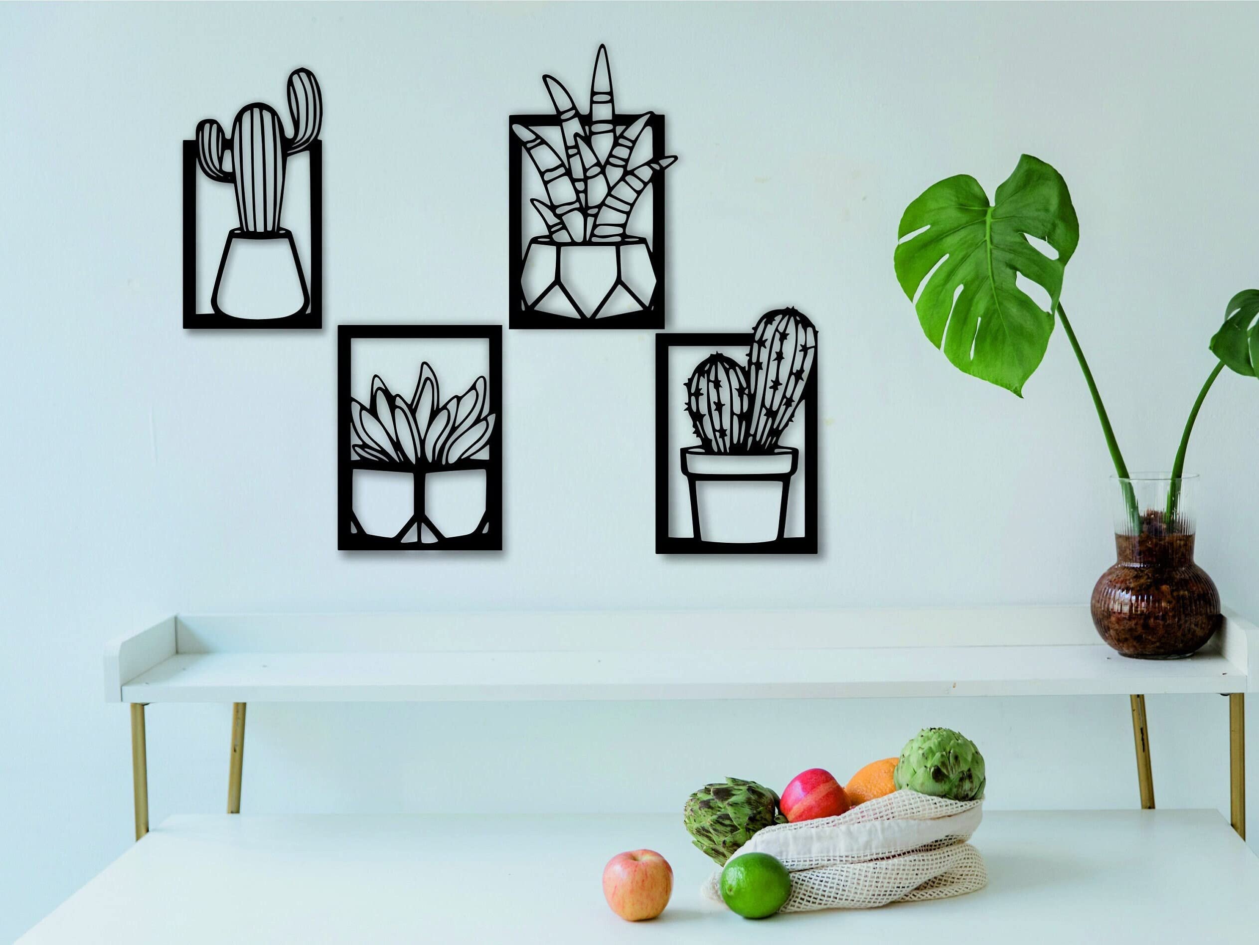 Triad basics Home Decor Items 4 Pieces Cactus Wall Decor For Living Room, Bedroom, And Kitchen - Stylish Showpieces For Home Dec