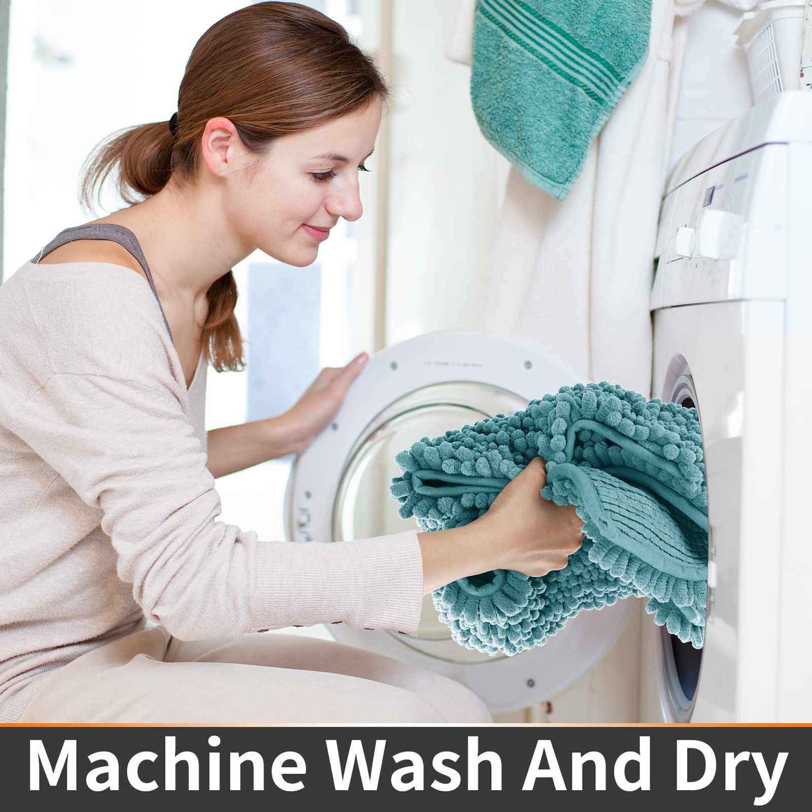 Yimobra Luxury Shaggy Toilet Bath Mat U-Shaped Contour Rugs for Bathroom  Soft  Maximum Absorbent  Dry Quickly  Non-Slip  Machine-Washable  Teal Blue