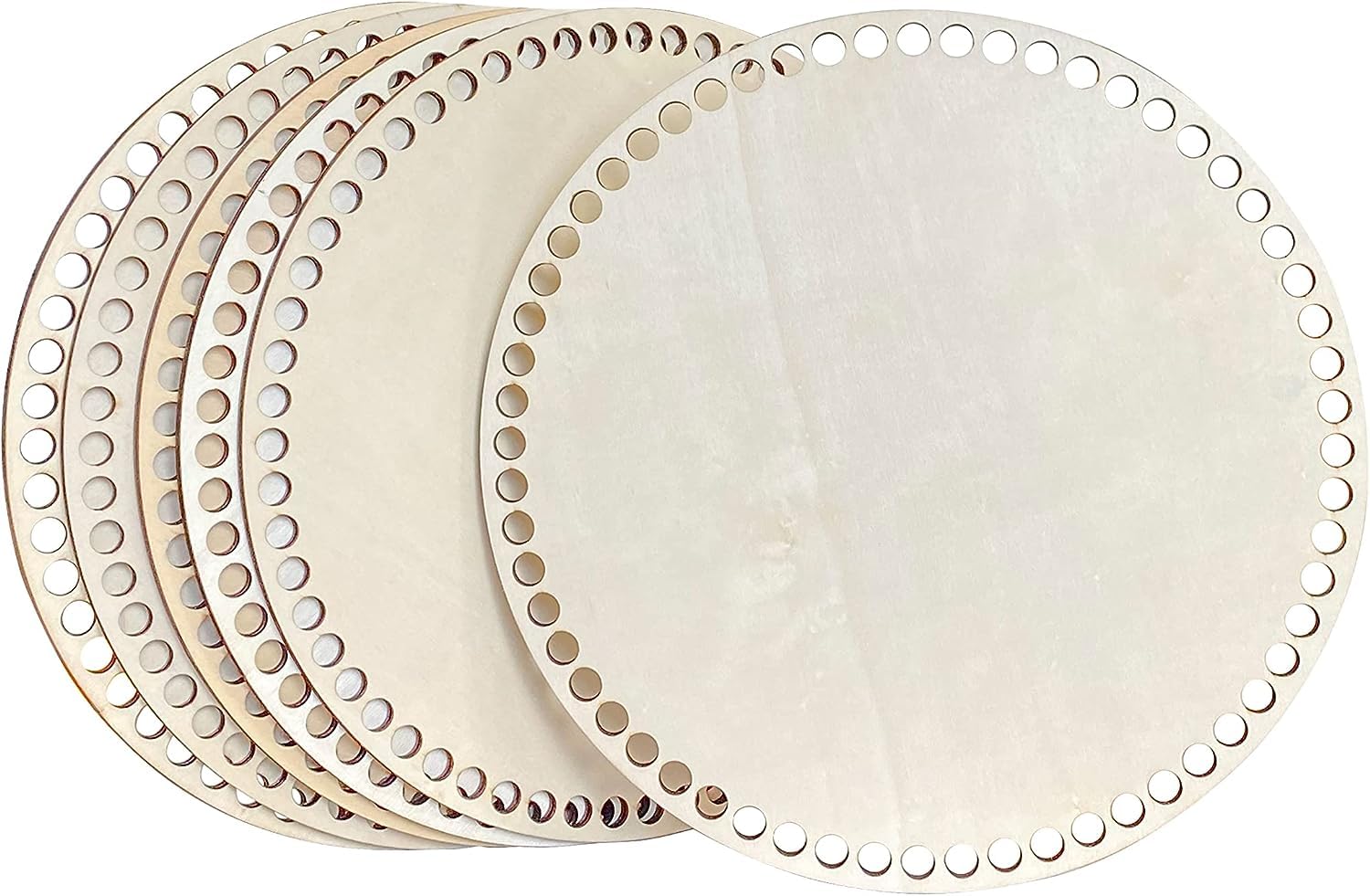 Haoser Pack of 6 Basket Bottom for Crochet Unfinished Wooden Round Weaving Knitting Base for Crafts|Wooden Bottom for Crochet Ba