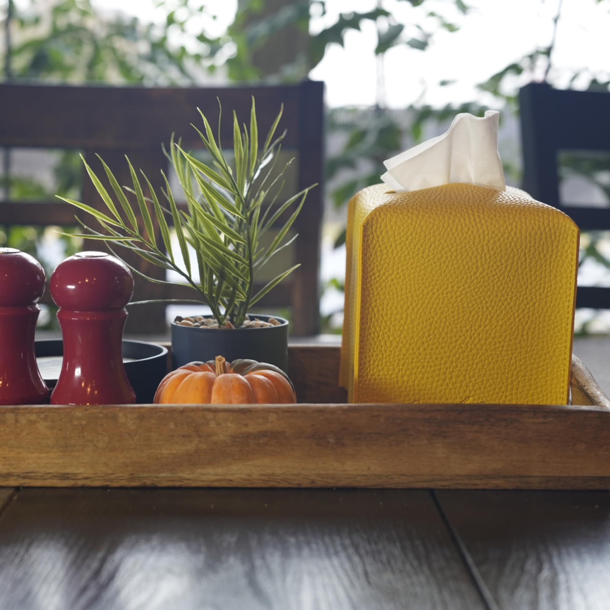 Connsole Casa Premium Pu Leather Tissue Box Holder - Elegant Hotel-Style Yellow Tissue Box Cover For Enhanced D  Cor Of Home, Of