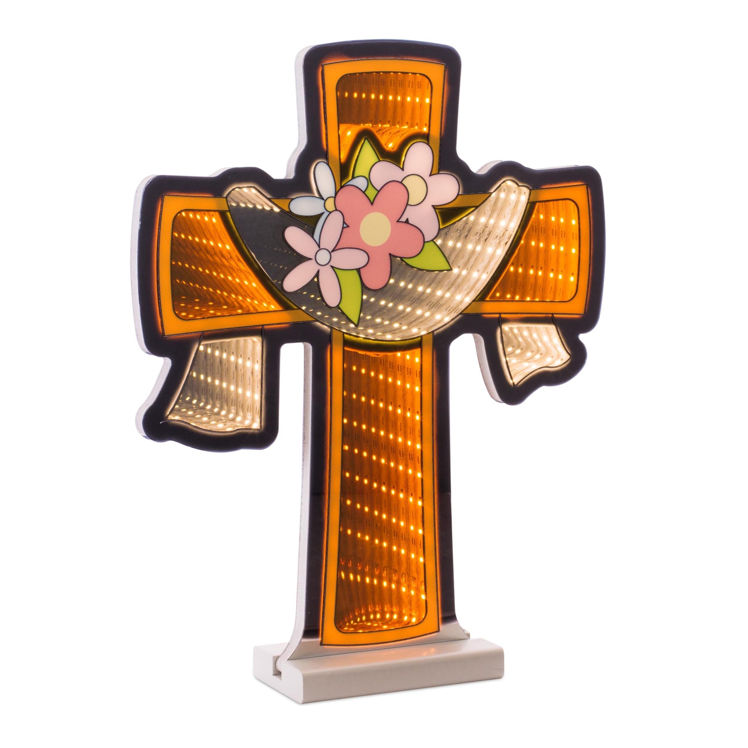 Cross w/Drape and Floral Ekkolight 14H Acrylic UL Plug