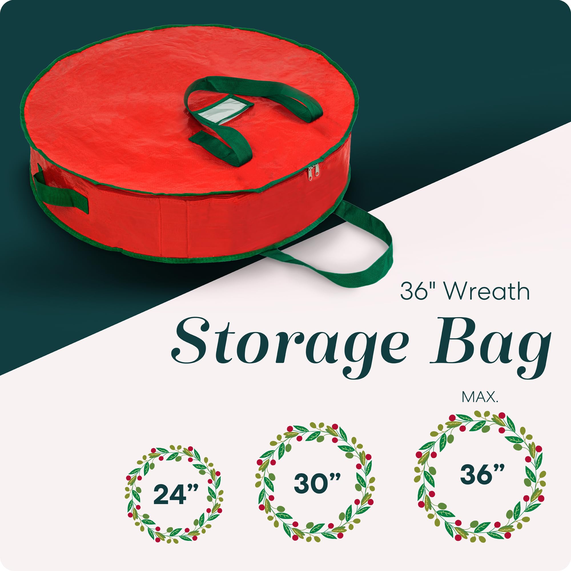 Handy Laundry Christmas Wreath Storage Bag - Durable, Tarp Material, Zipper, Sturdy Carry Handle, Dust, Pest Protection - Ideal