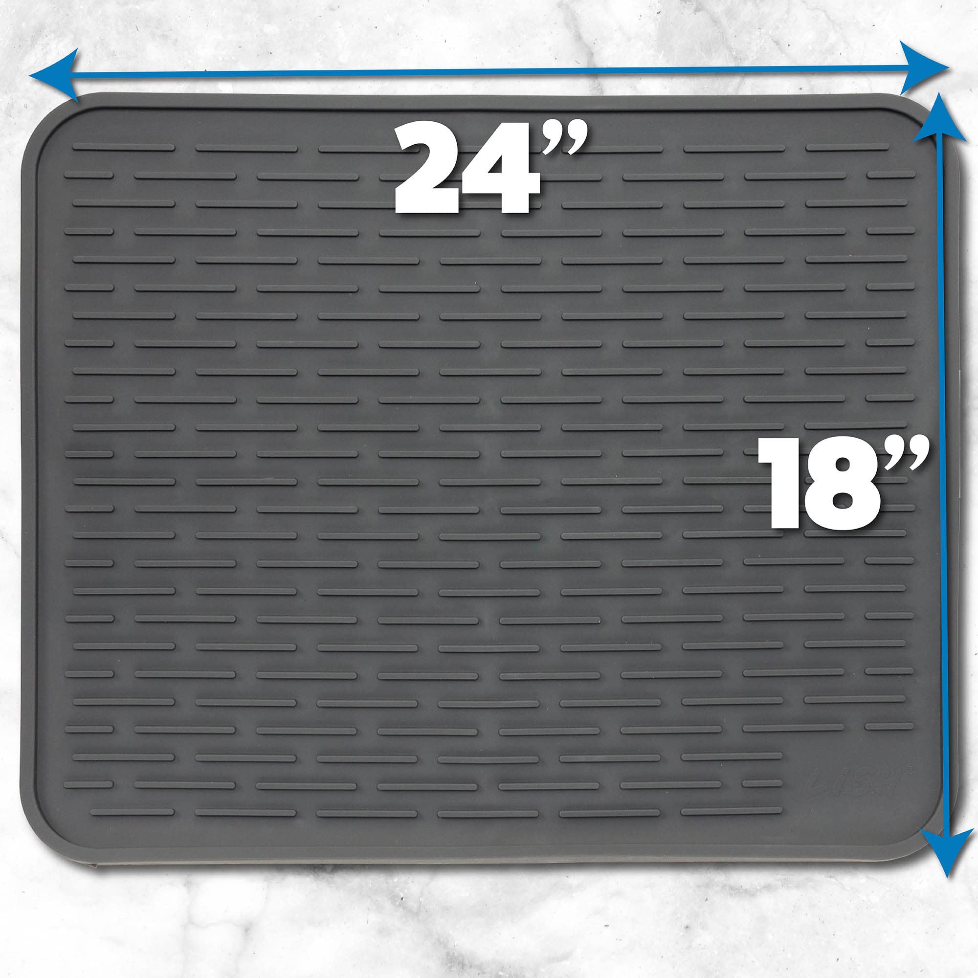 Xxl Silicone Dish Drying Mat For Kitchen Counter Or Under Sink, 24'' X 18'' Extra Large, Waterproof Pet Feeding Mat, Water Bowls