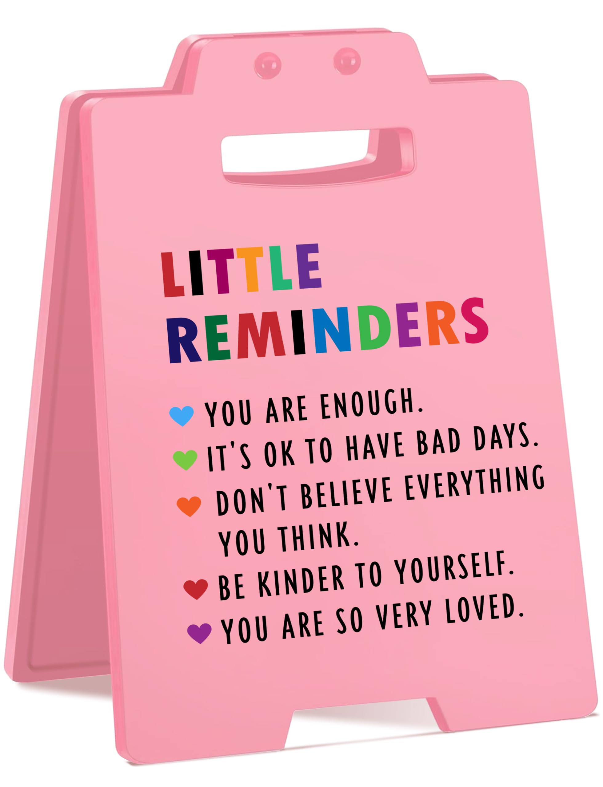 Little Reminders Desk Sign - Motivational Pink Office Decor for Women, Teachers, and Teens - Positive Affirmation Desk Accessori