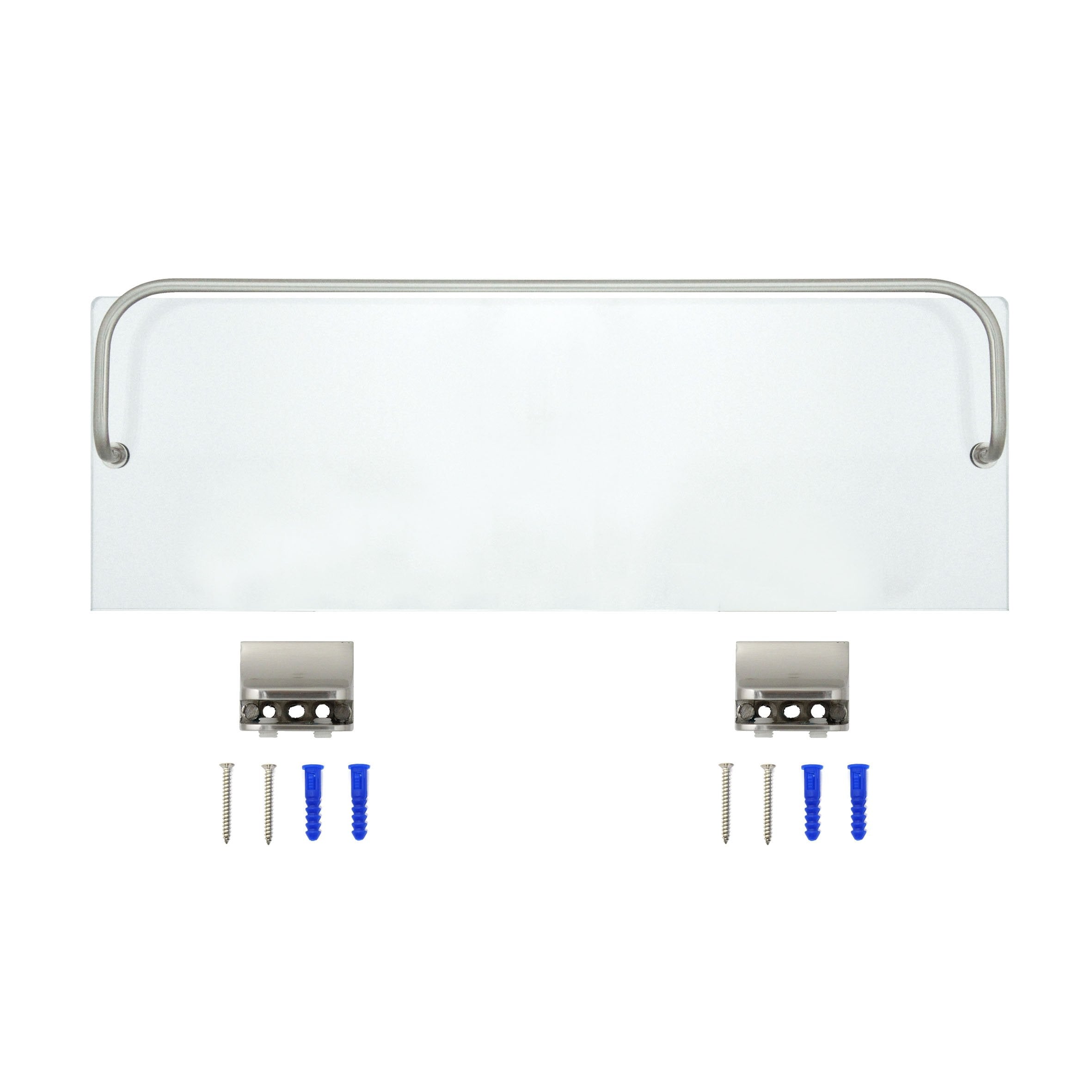 Modona Glass Wall Shelf With Rail - Polished Chrome - 5 Year Warrantee