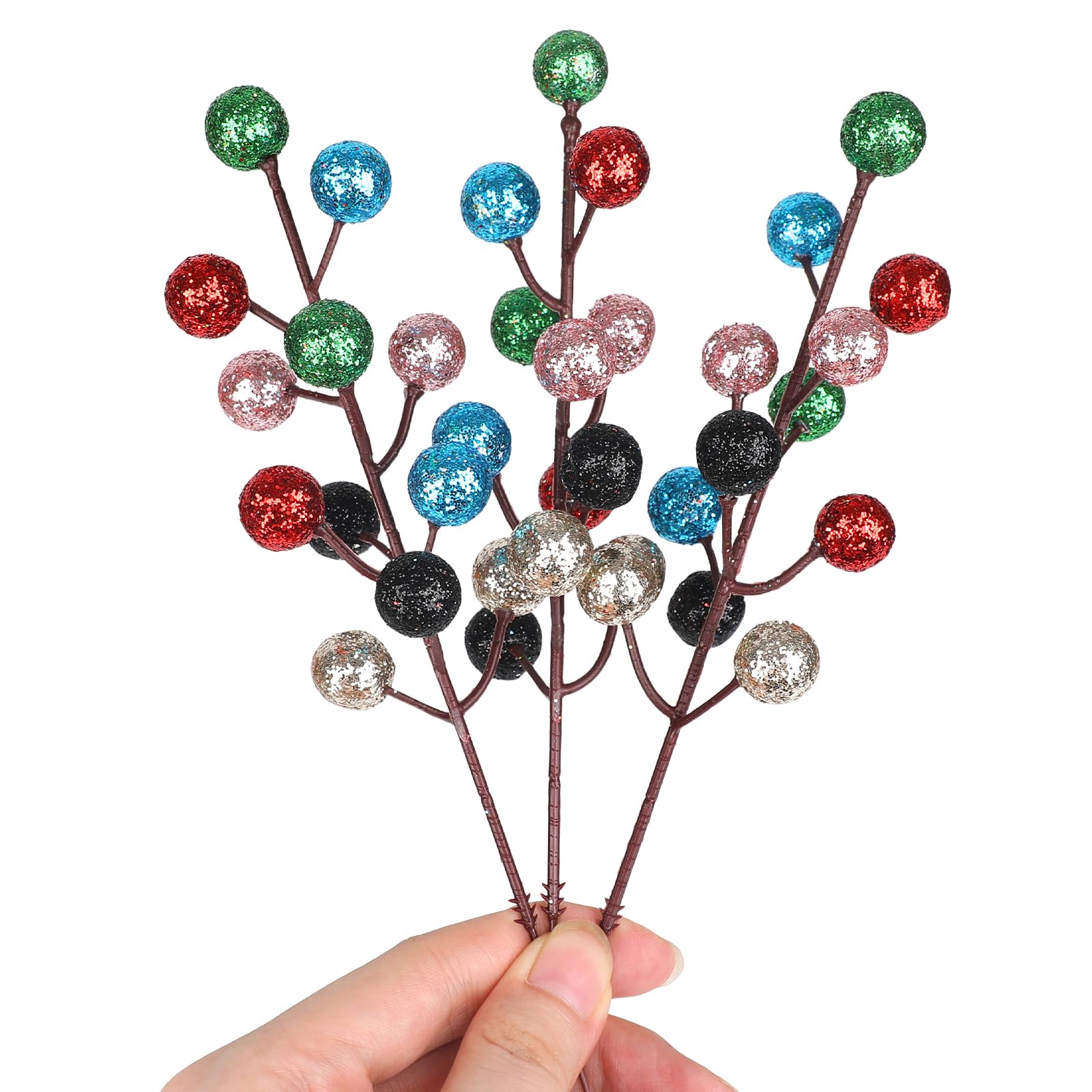 DIYASY Artificial Berry Stems, 20 Pcs Berry Stems Artificial Branches Xmas Tree Filler Holiday Wreath Garland Decorations Home D