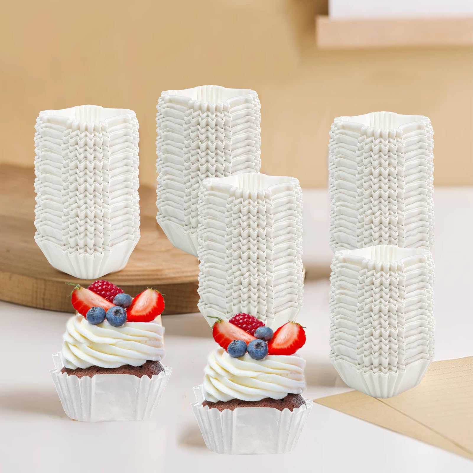 Yexexinm 1000 Pcs Square Cupcake Liners Disposable Craft White Baking Cups