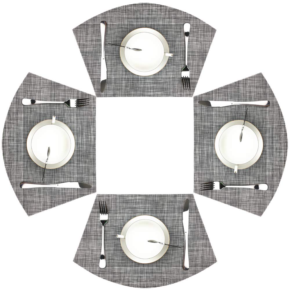 Wedge Placemats Set Of 4 Vinyl Placemats For Round Tables Woven Non-Slip Heat-Resistant Easy To Clean Wipeable Washable Dinner T