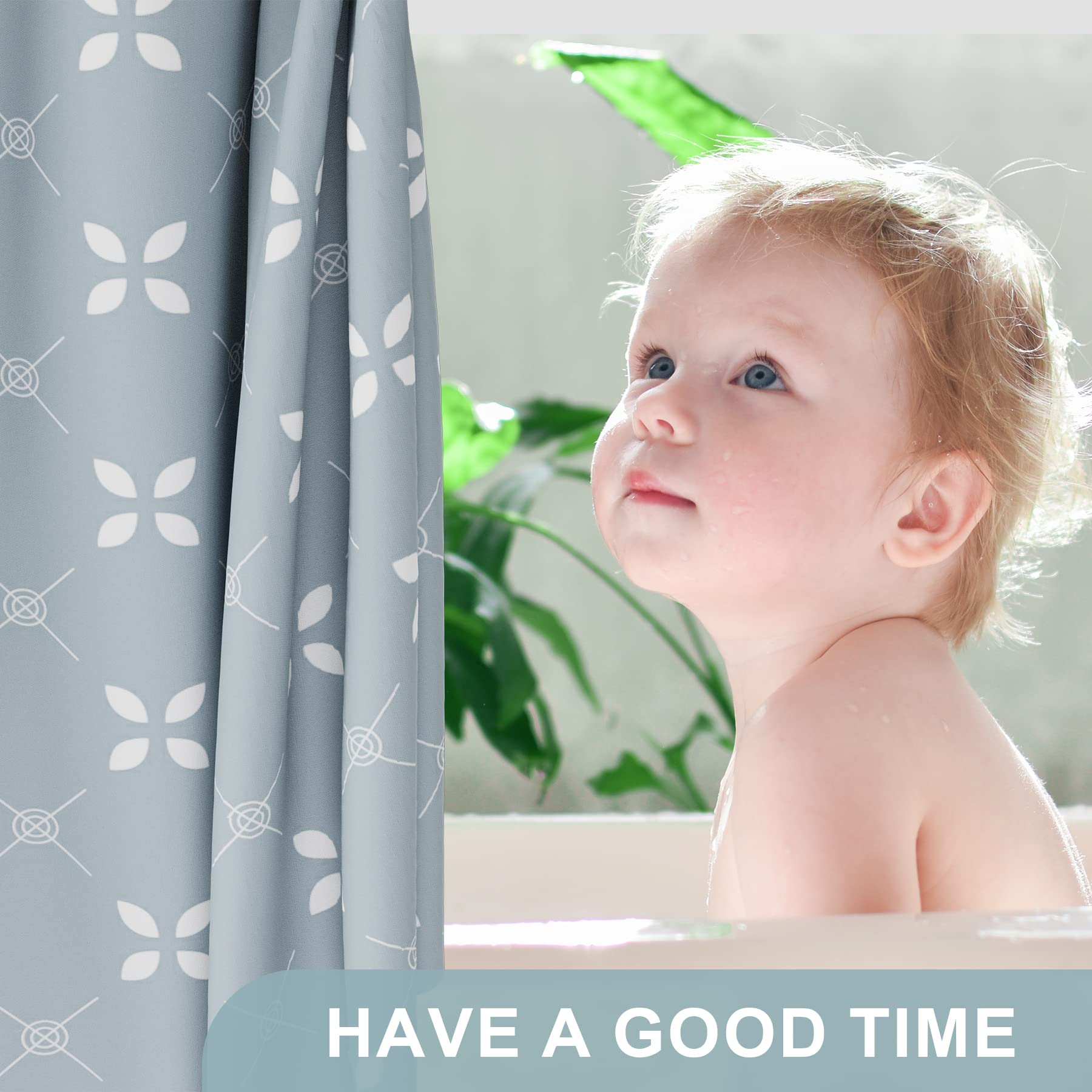 Amazerbath Shower Curtain Blue, Cloth Blue And White Floral Fabric Shower Curtain Sets With 12 Shower Curtain Hooks, Rustic Home