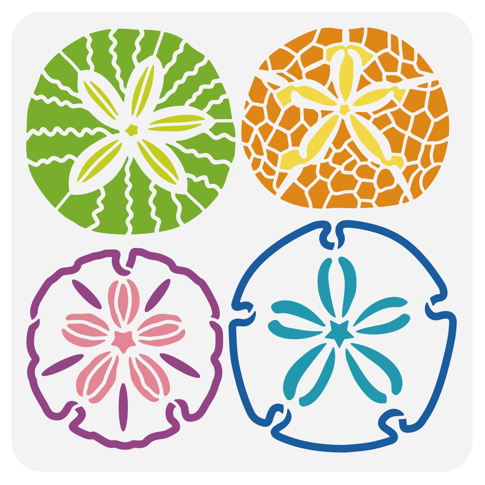 Benecreat Sand Dollar Stencil, 12X12Inch Nautical Seashore Fish Stencil Reusable Painting Templates For Scrapbooking, Fabric, Fl