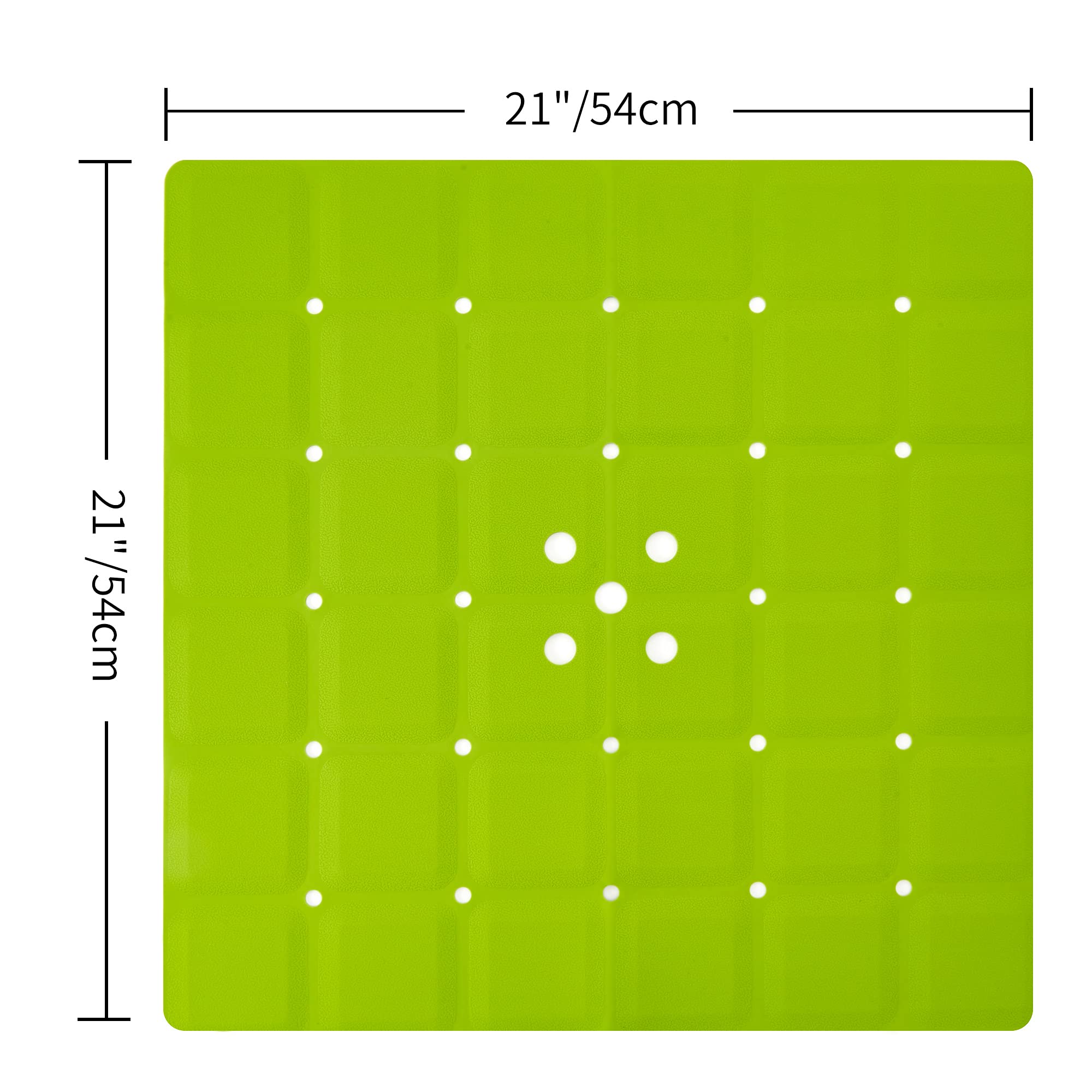 Webos Shower Mat Non Slip: Silicone Foldable no Suction Cups Bath Mats Machine Washable for Textured and Reglazed Shower Stall Safety Matt with Drain Holes Bathtub Mat (Green  21x21 Inches)
