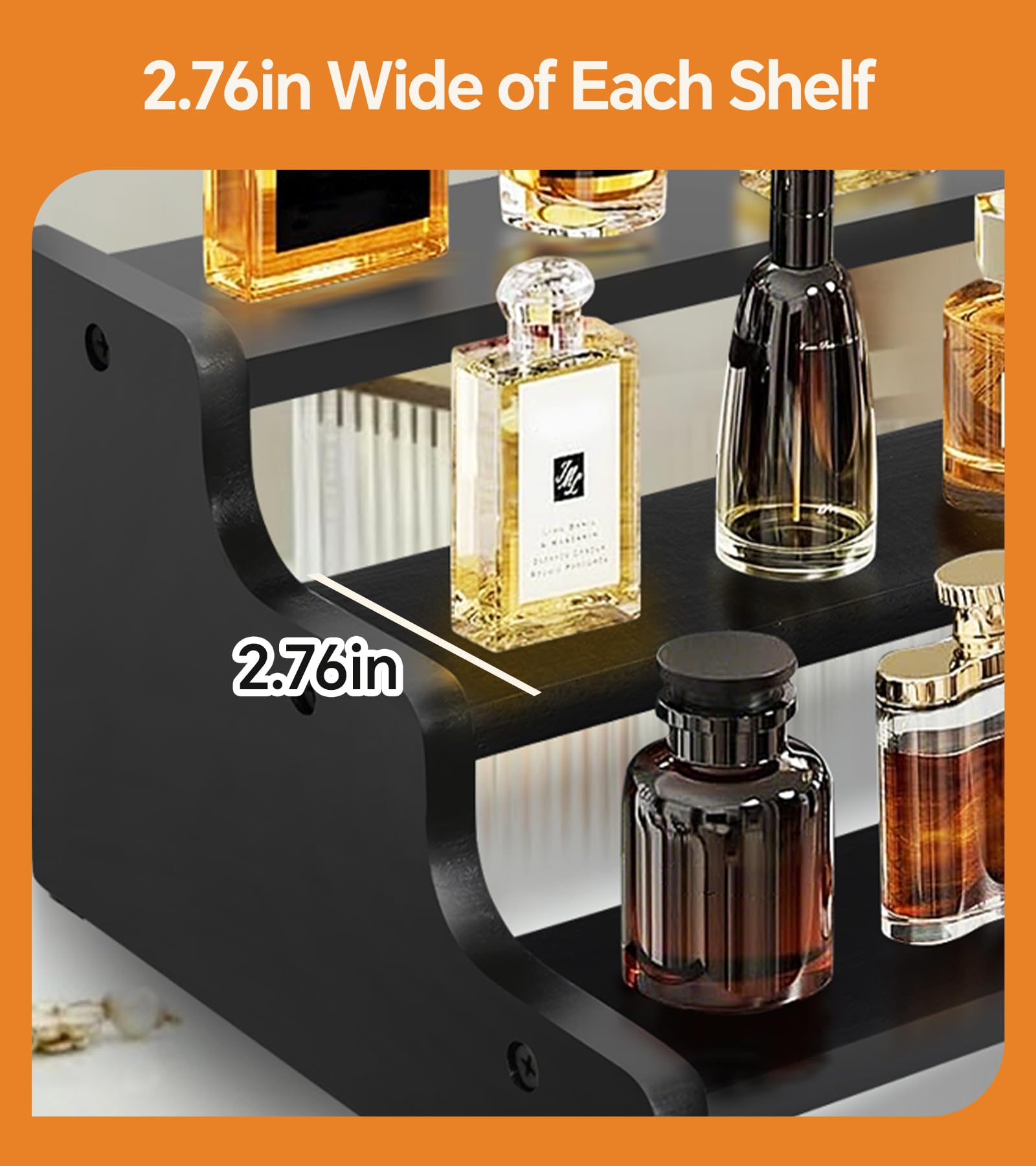 KISENG Wooden Cologne Organizer for Men, Cologne Stand with Anti-Slip Washers, Wooden Display Risers Stand for Figures, Fragranc