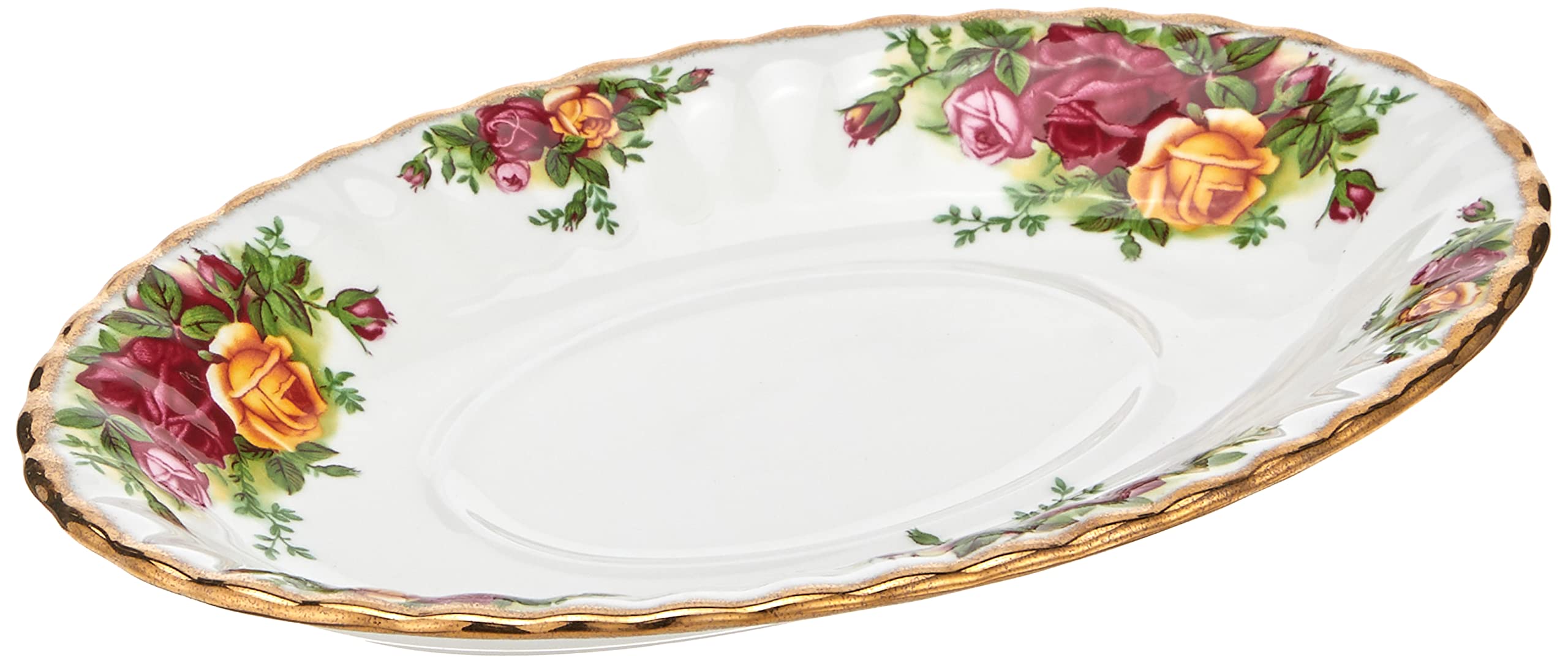 Royal Albert Old Country Roses Gravy Boat Stand, 6'', Multi