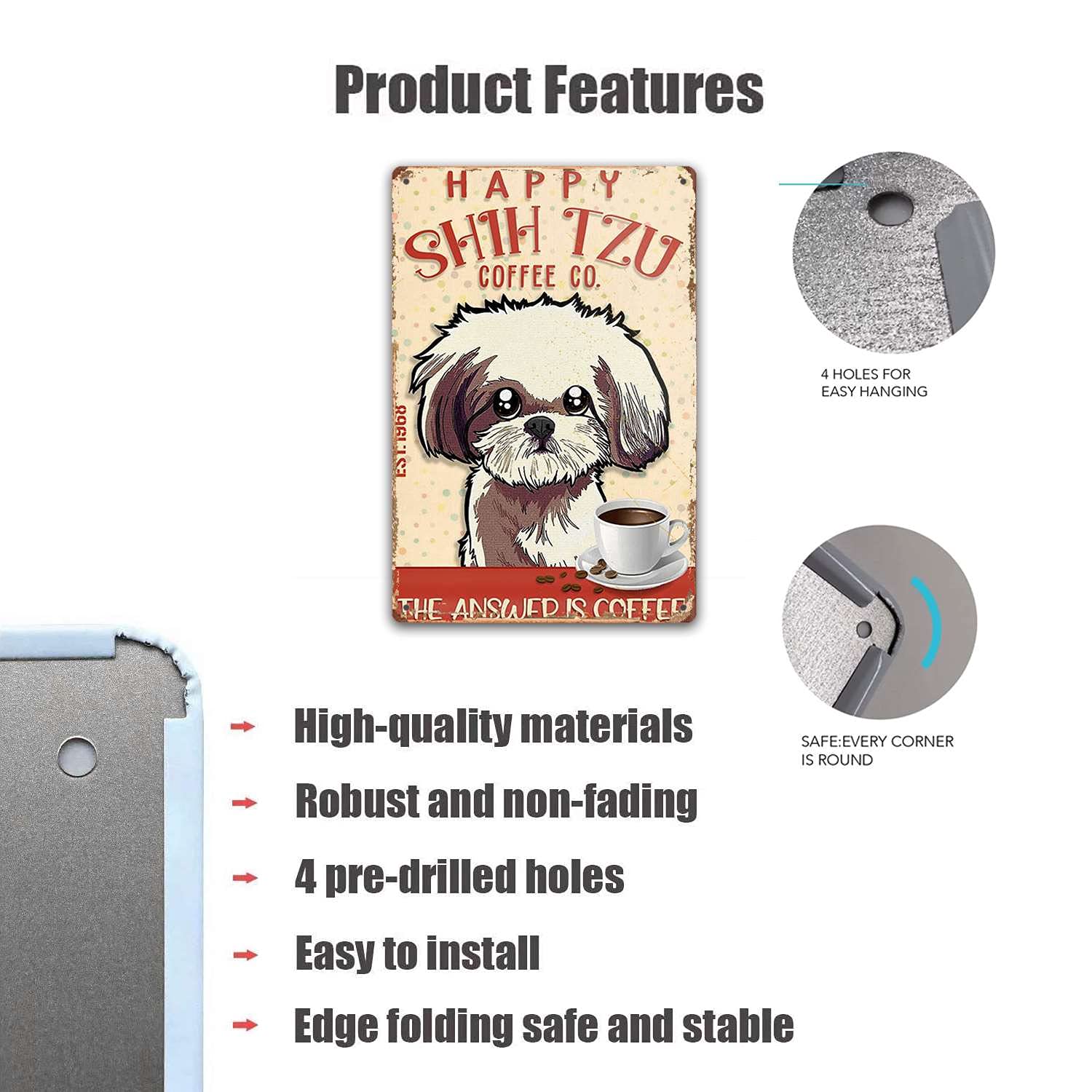 Gift For Shih Tzu Lovers Poster Dog Happy Shih Tzu Coffee Company Poster Wall Art Coffee Shop Bathroom Home Decor Antique Tin Si
