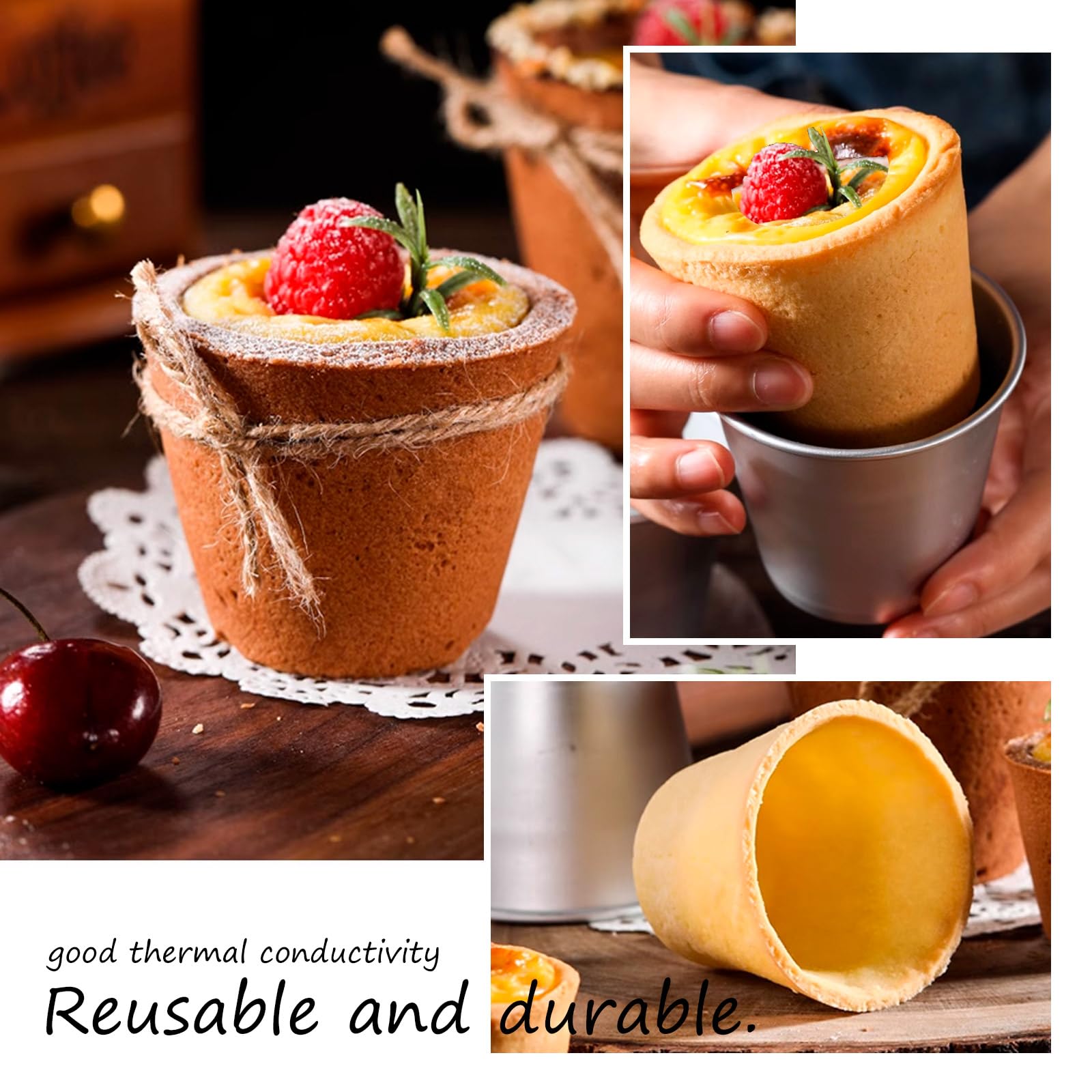 Anxingo 12 Pieces Pudding Molds Aluminum Baking Cup Muffin Tin Cupcake Moulds Baking Tool