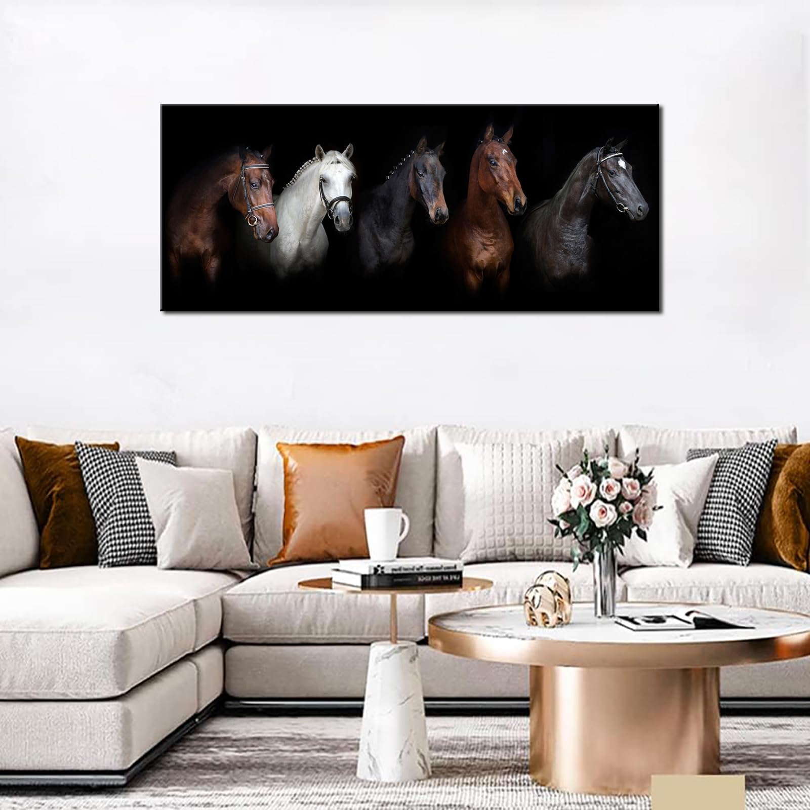 Large Animal Canvas Wall Art Black And White Horse Picture Prints Inspirational Horses Wall Decor Living Room Modern Artwork Hom