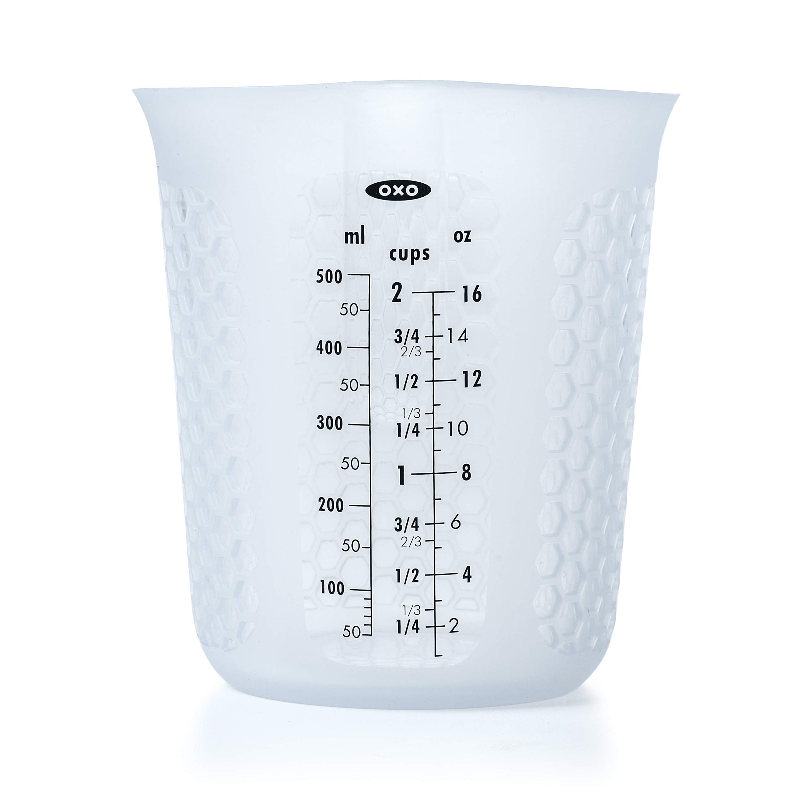 Oxo Good Grips 2-Cup Squeeze & Pour Silicone Measuring Cup With Stay-Cool Patternt, Clear