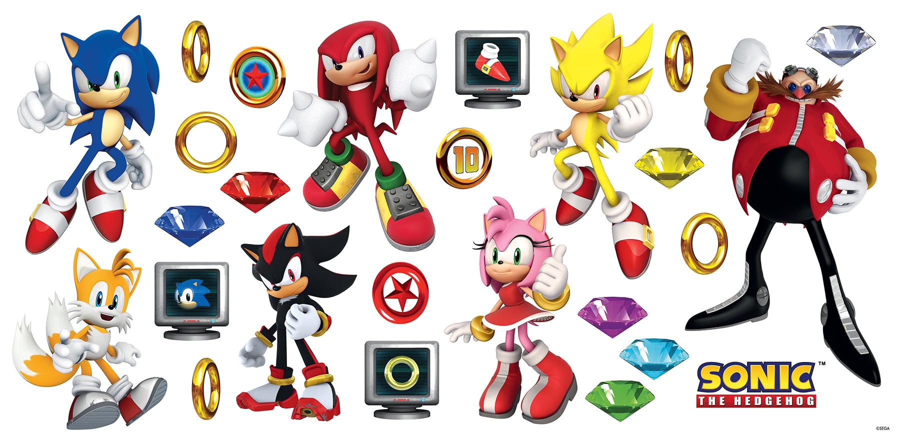 RoomMates Sonic The Hedgehog Characters Wall Decals, RMK5584SCS
