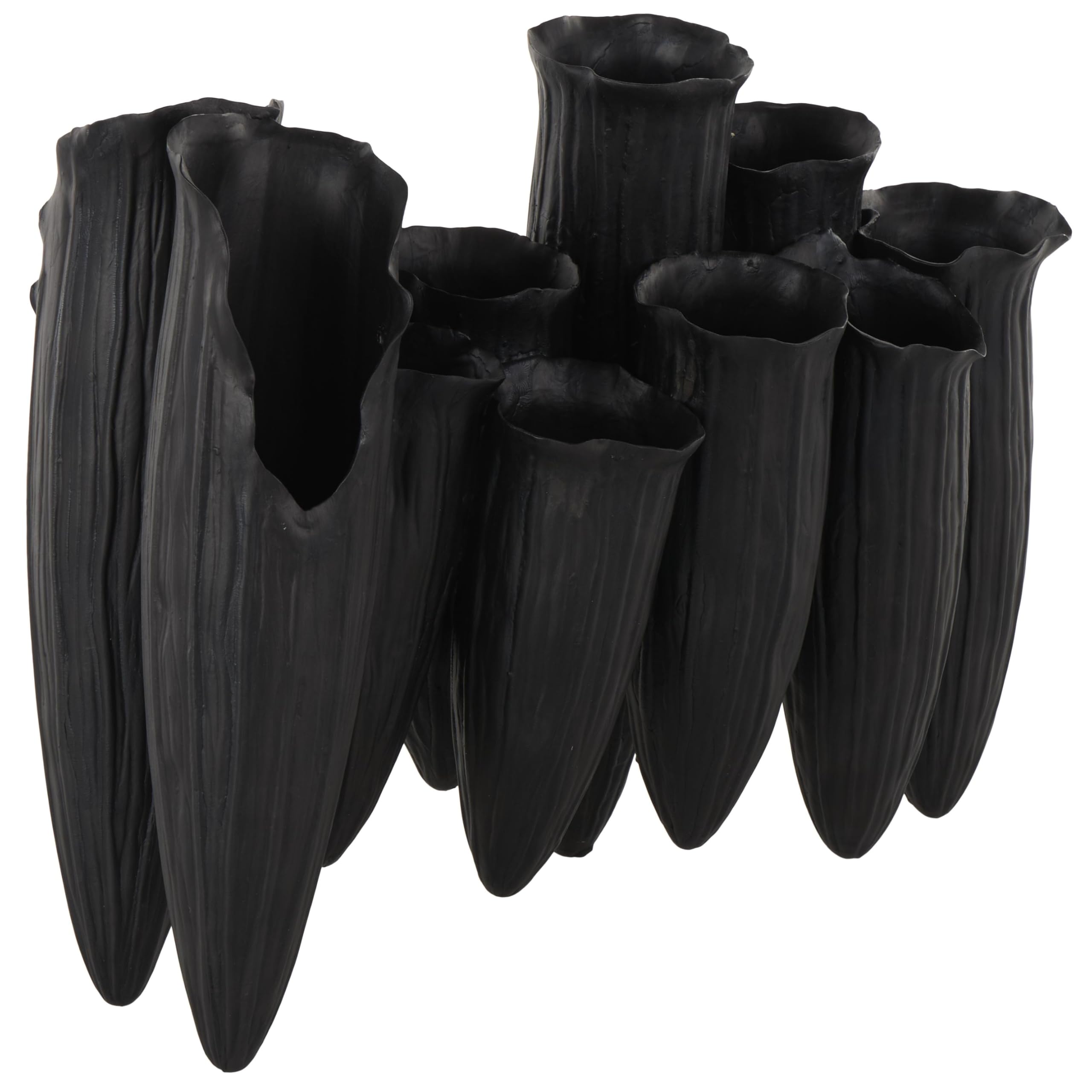 Deco 79 Ceramic Abstract Decorative Vase Floral Inspired 10 Openings Centerpiece Vase with Linear Grooves, Flower Vase for Home 