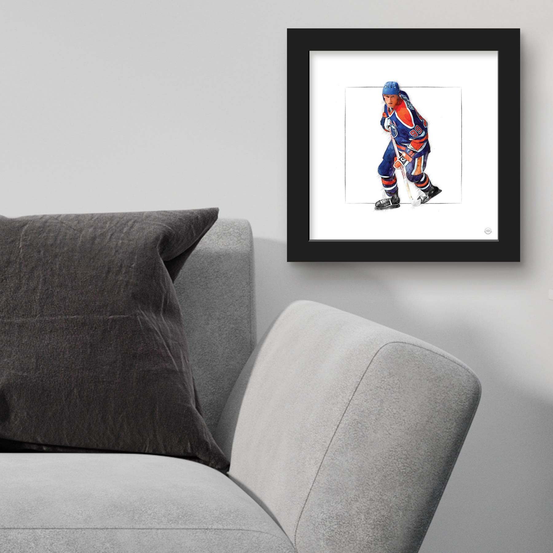 Trends International Gallery Pops Wayne Gretzky - Art Sketch Oilers Skating Wall Art Wall Poster, 12'' X 12'', Black Frame Versi