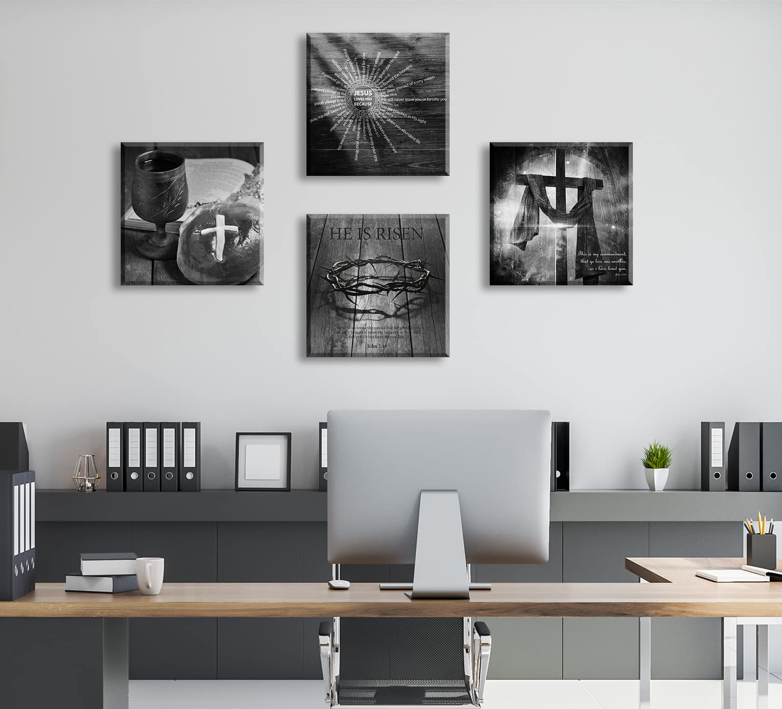 Jiazugo Christian Decor - Black Art Wall Decor Bible Verses Jesus Faith Canvas Painting Easter Decorations Office Inspirational