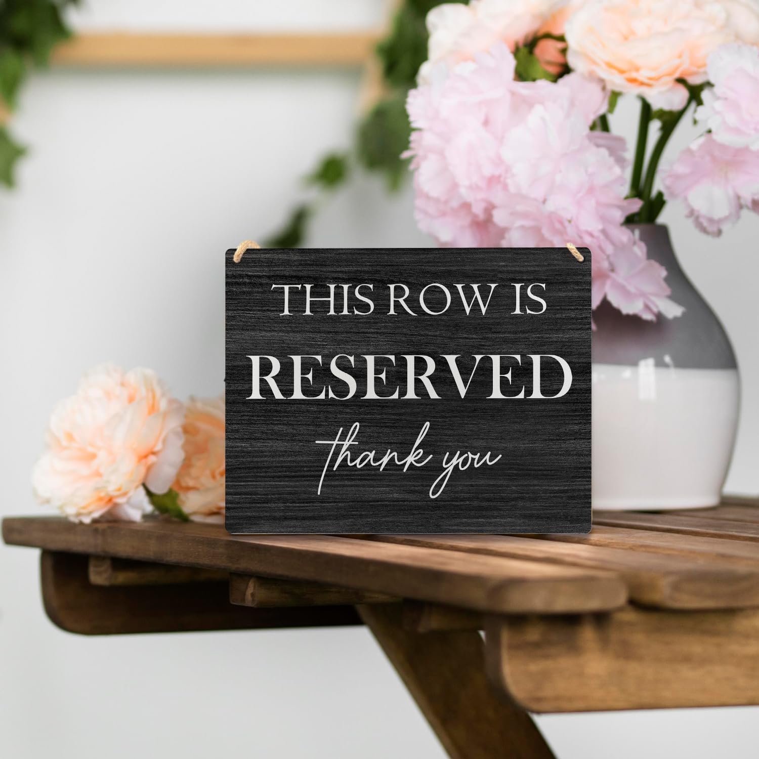 Ryeolo Wedding Reserved Signs, Wooden Hanging Signs, 10.2x7.8 Inches (Black)