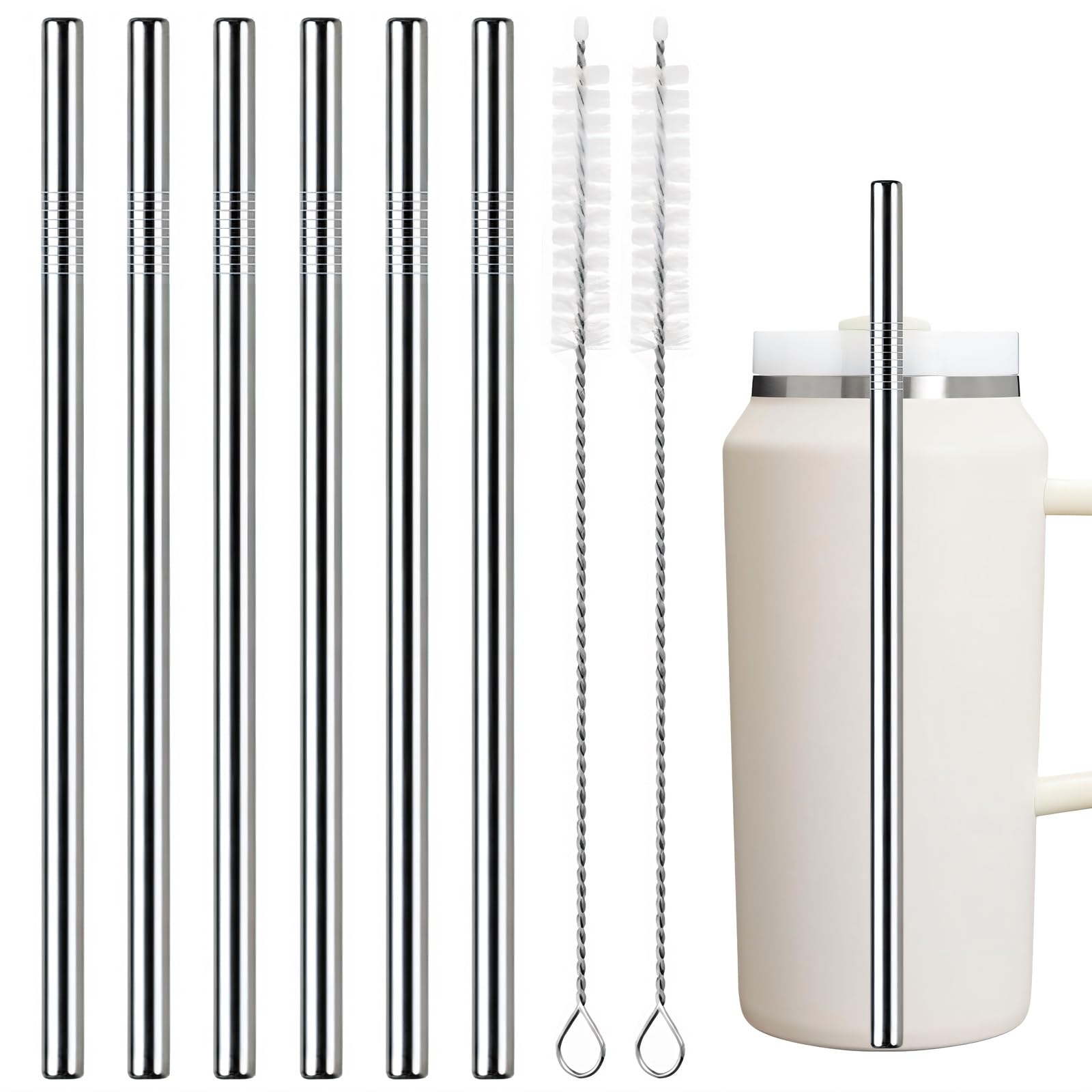 Metal Straws for Stanley 40/64 oz Tumbler, 11.8 x 0.4 (10mm) Wide Straws
