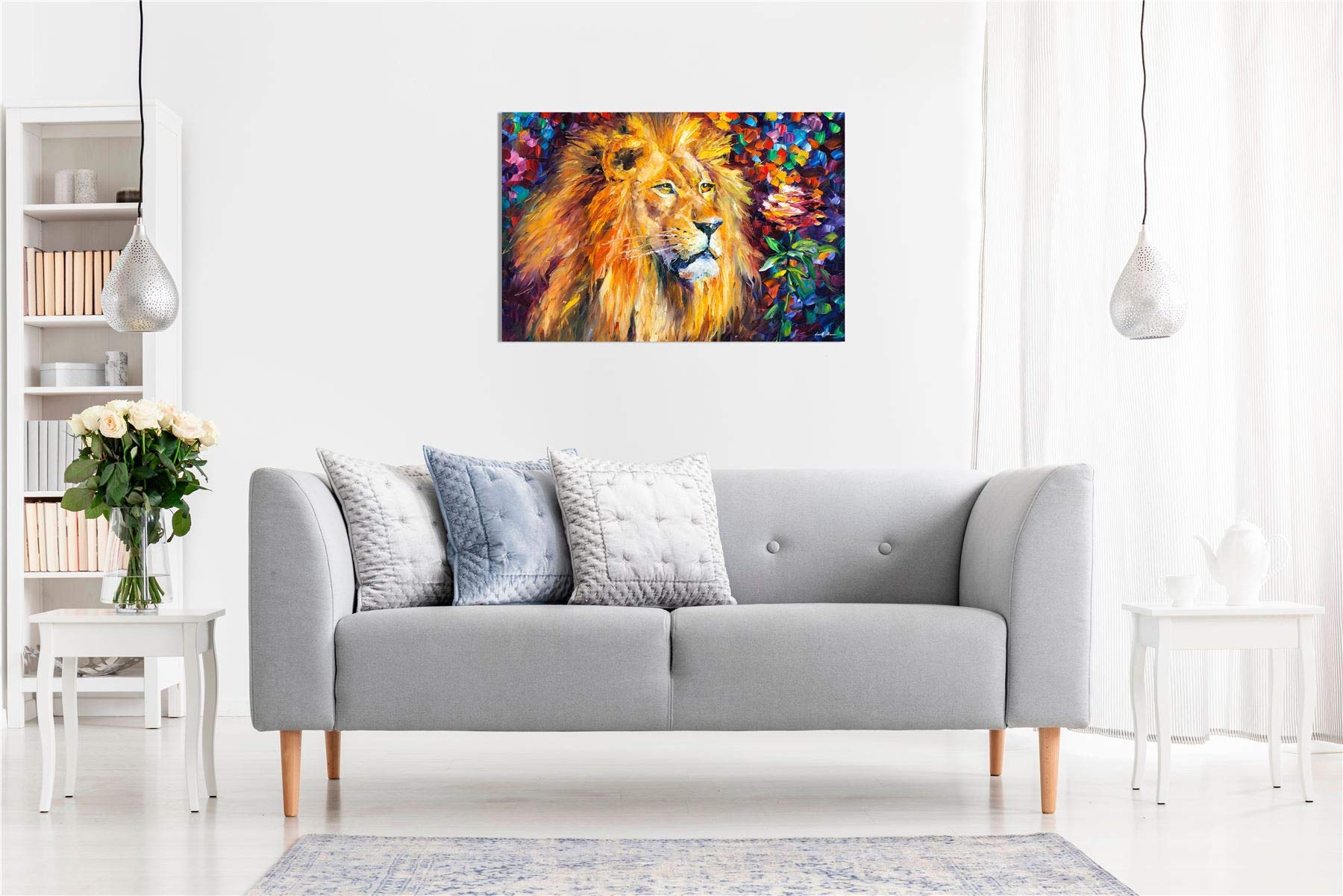 Lion By Leonid Afremov Canvas Wall Art Picture Print For Home Decor (30X20)
