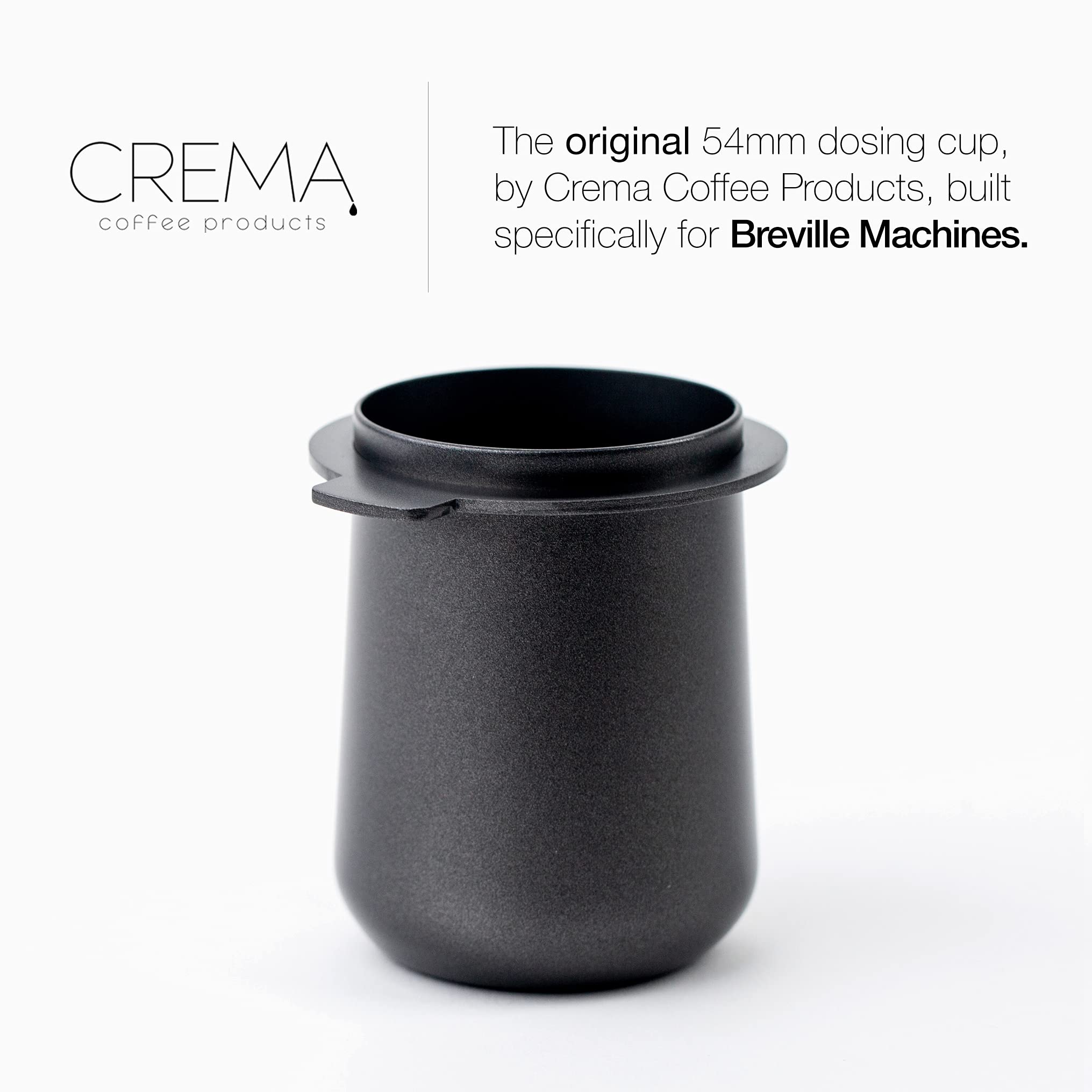 Crema Coffee Products | 54Mm Dosing Cup | Black | 100% Stainless Steel With Non-Stick Food Grade Coating | Espresso Coffee Dosin