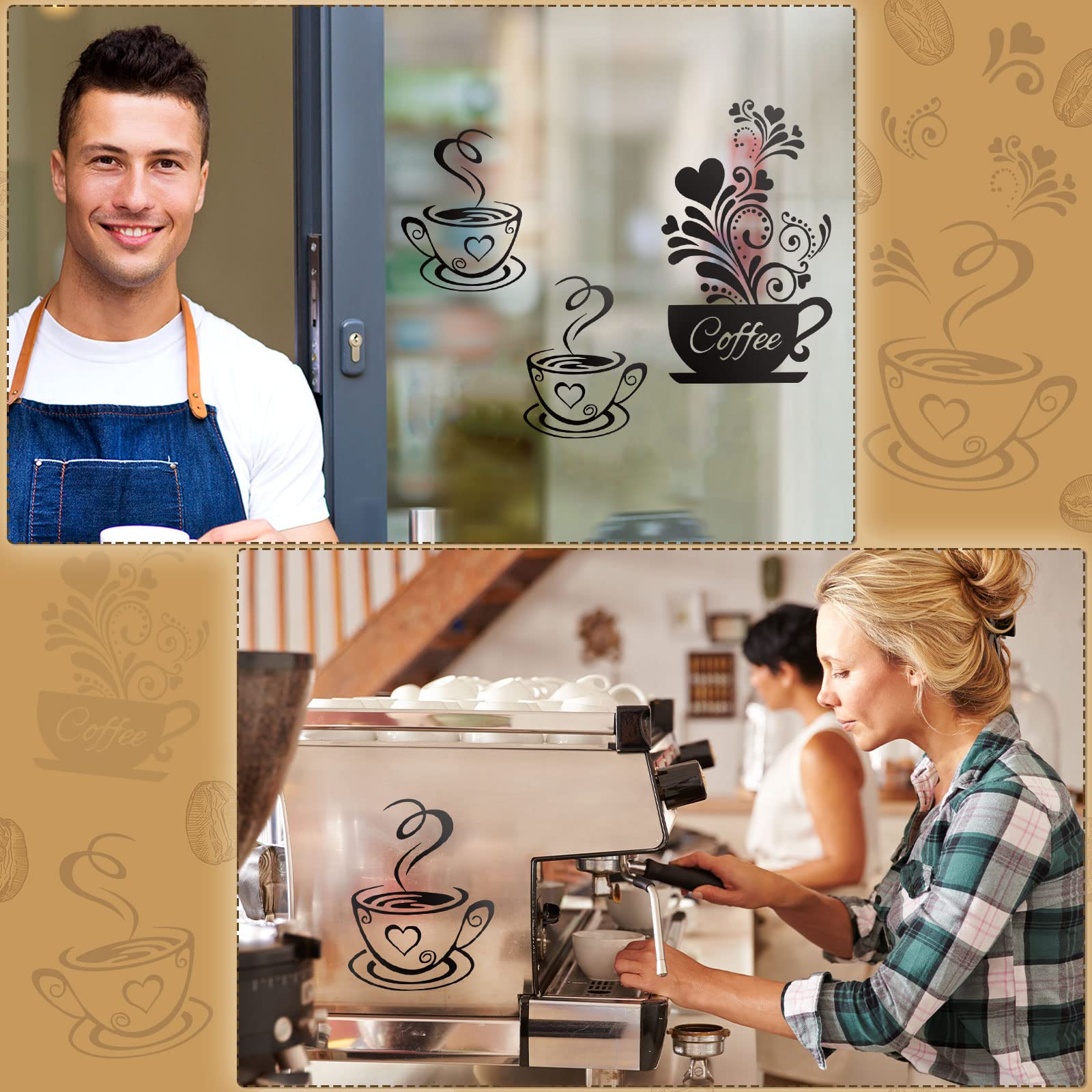 Kitchen Wall Decor Sticker Coffee Tea Cup Flower Wall Art Decor Sticker Black Coffee Cup Wall Art Stickers Removable Diy Vinyl W