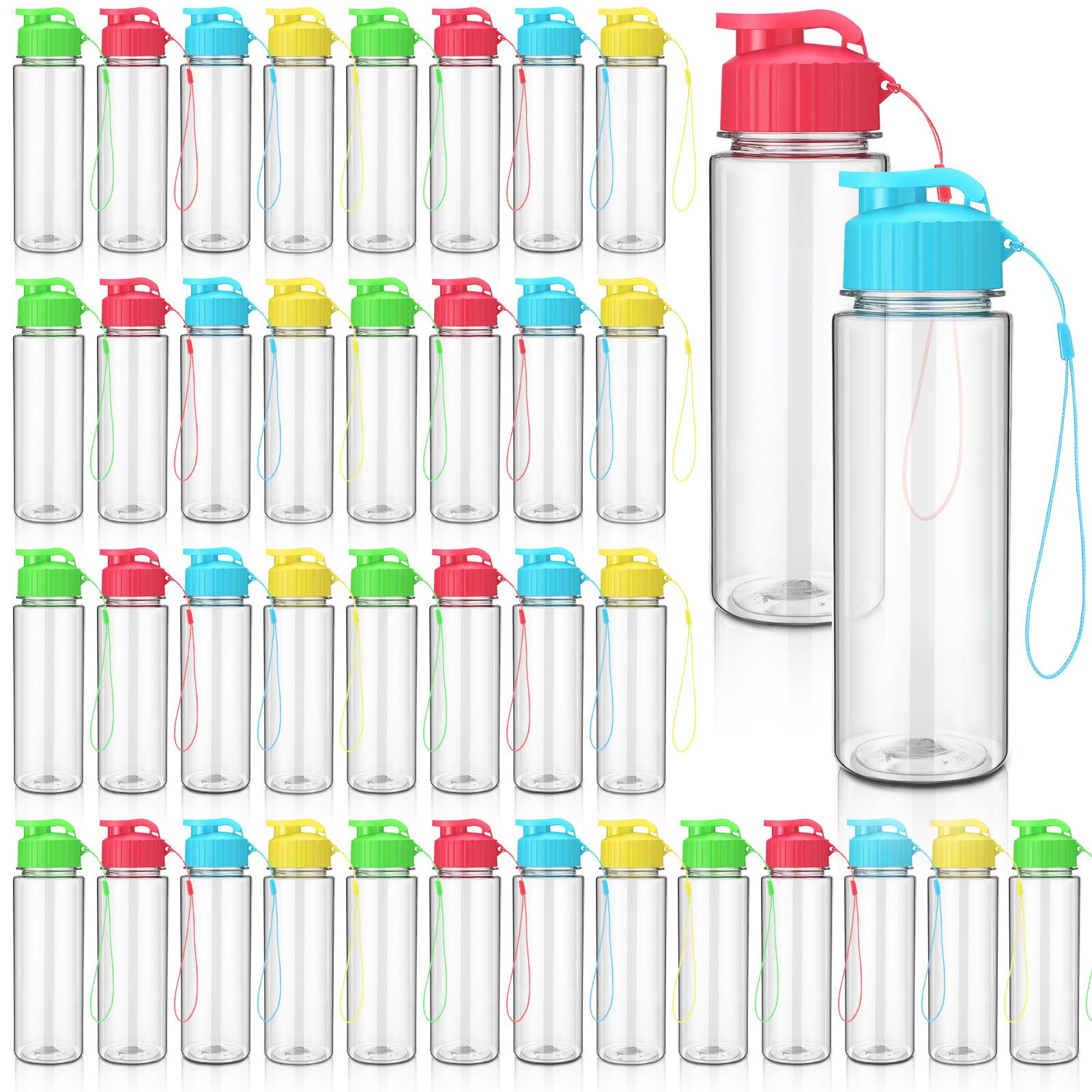 Mifoci 60 Pcs Water Bottles Bulk 17 oz Plastic with Handle Strap