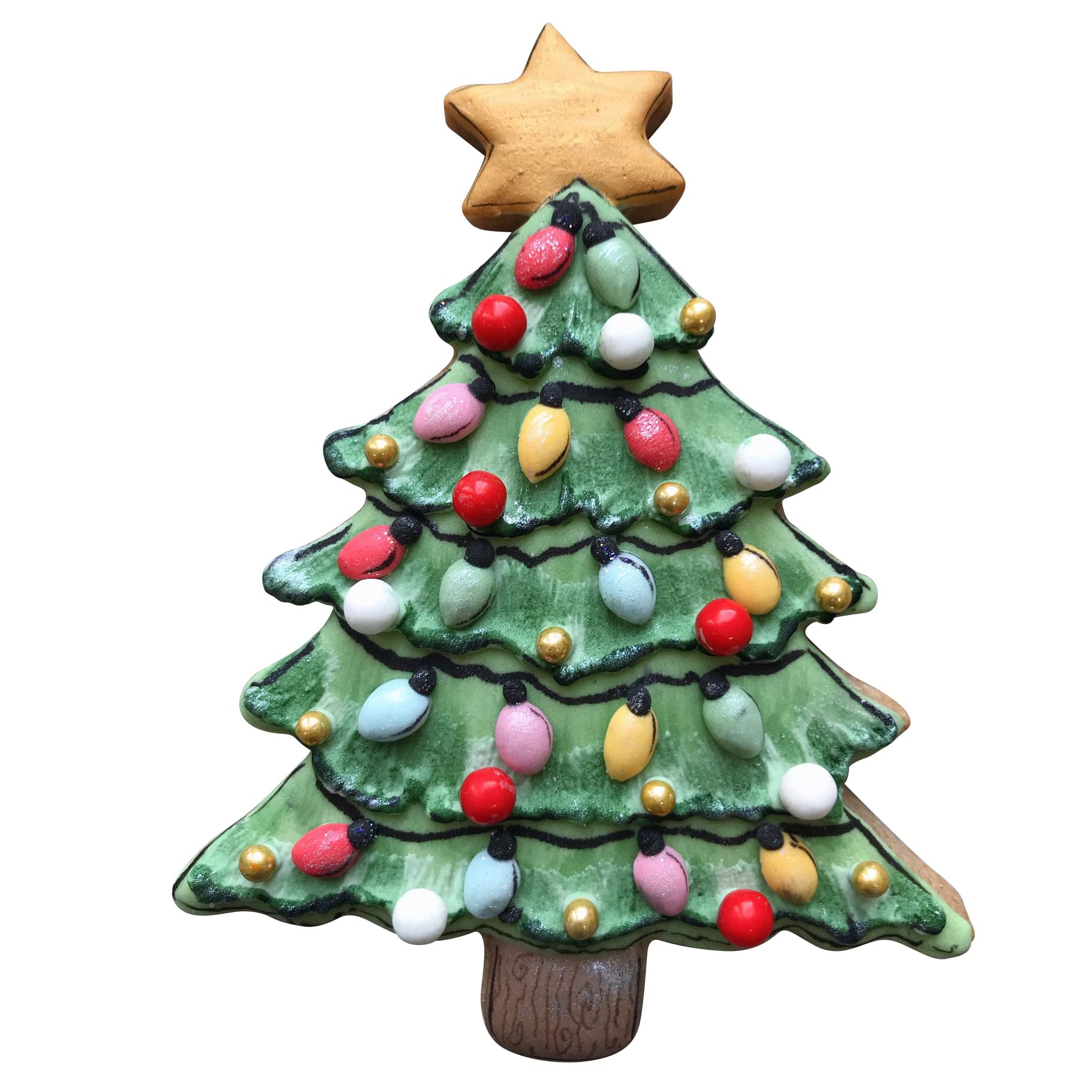LILIAO Large Christmas Tree Cookie Cutter - Stainless Steel, 4.4"x5.6", Silver, Model L-XMASTREEWSTAR01-SL