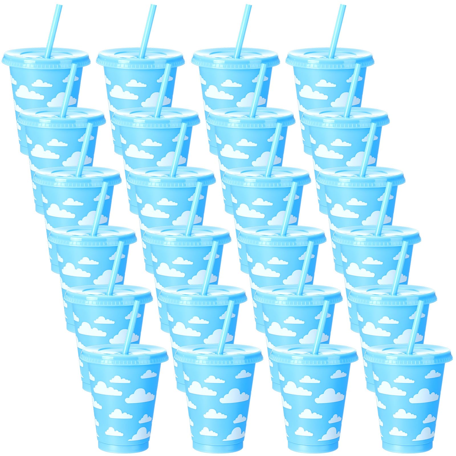 Havawish 24 Pcs Cloud Party Favors Blue White Cartoon Story Cups, 16 oz