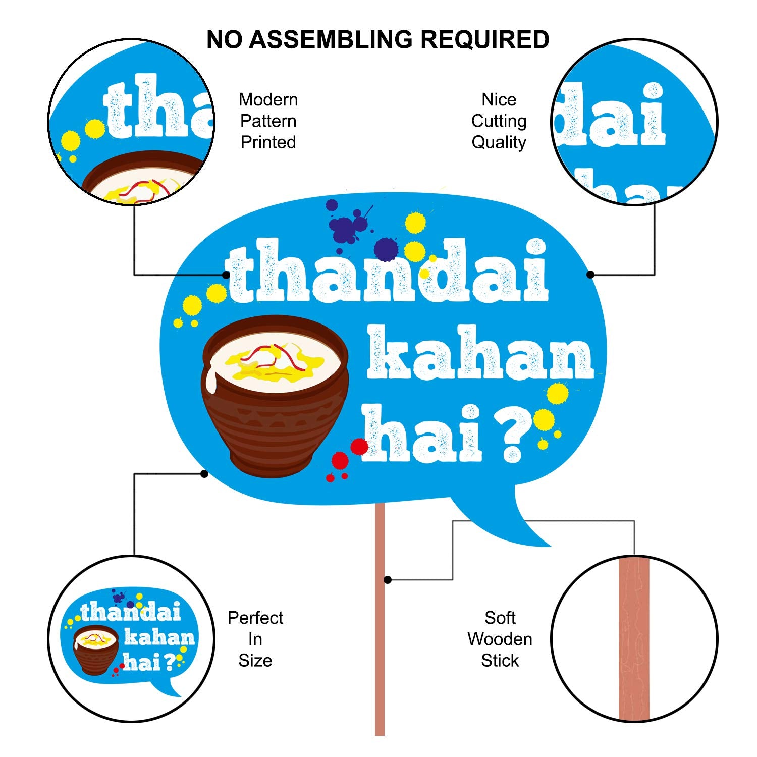 Zyozique 20 Pcs Holi Photo Booth Props/Holi Props for Photoshoot/Happy Holi Paper Banner/Happy Holi Decoration for Holi Festival