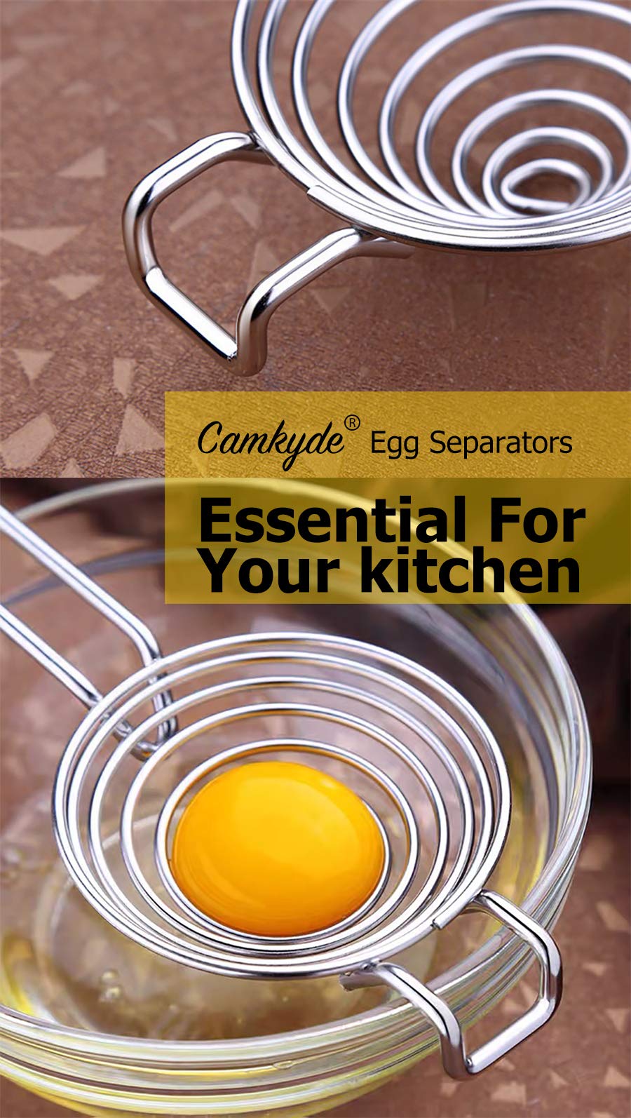 Camkyde Egg Separator Food Grade Stainless Steel Egg Yolk White Separation Tool, Set Of 2 (Red)