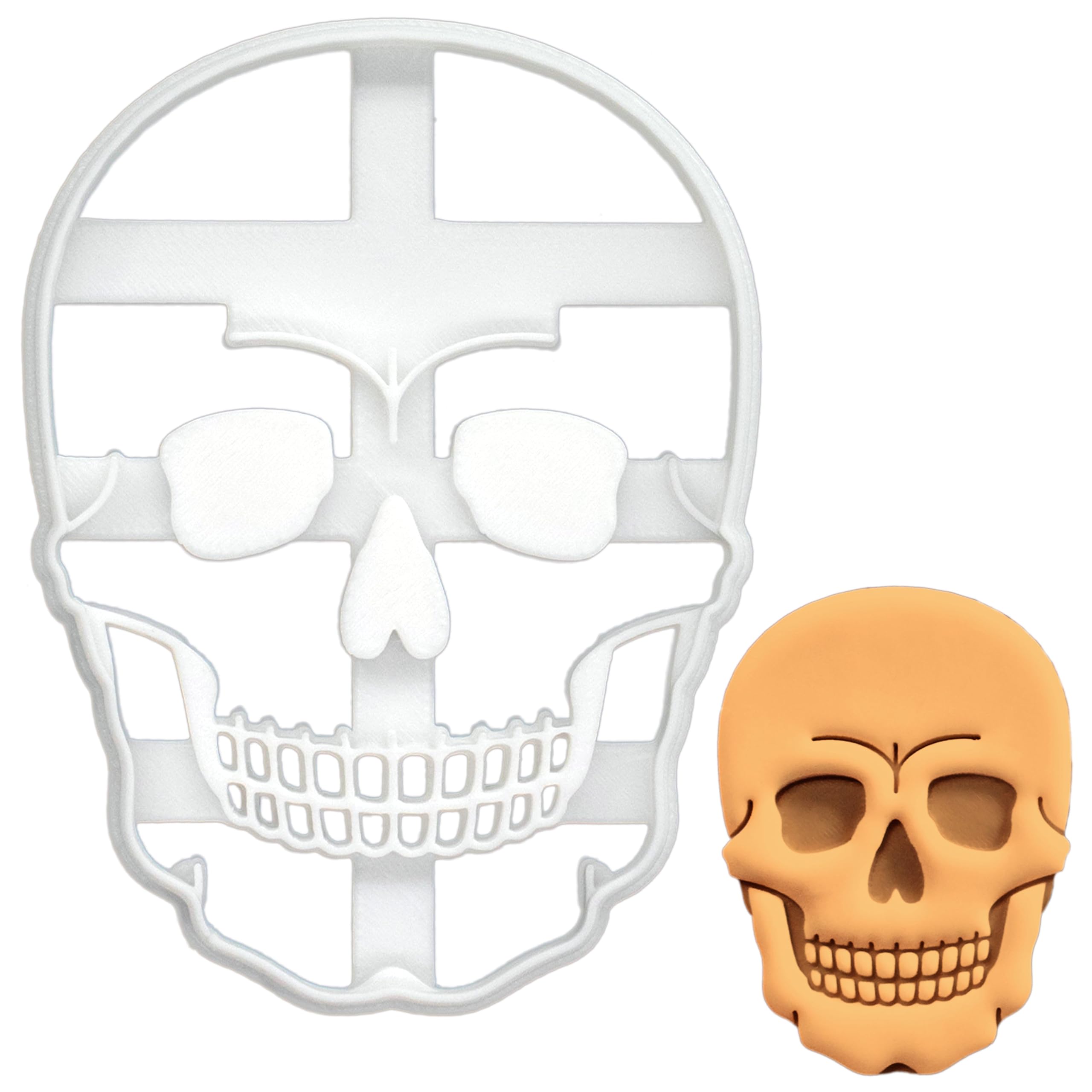 BAKERLOGY Skull Front View Cookie Cutter - Bake Halloween Treats - Detailed Biscuit Cutter Design for Baking and Crafts, ideal o
