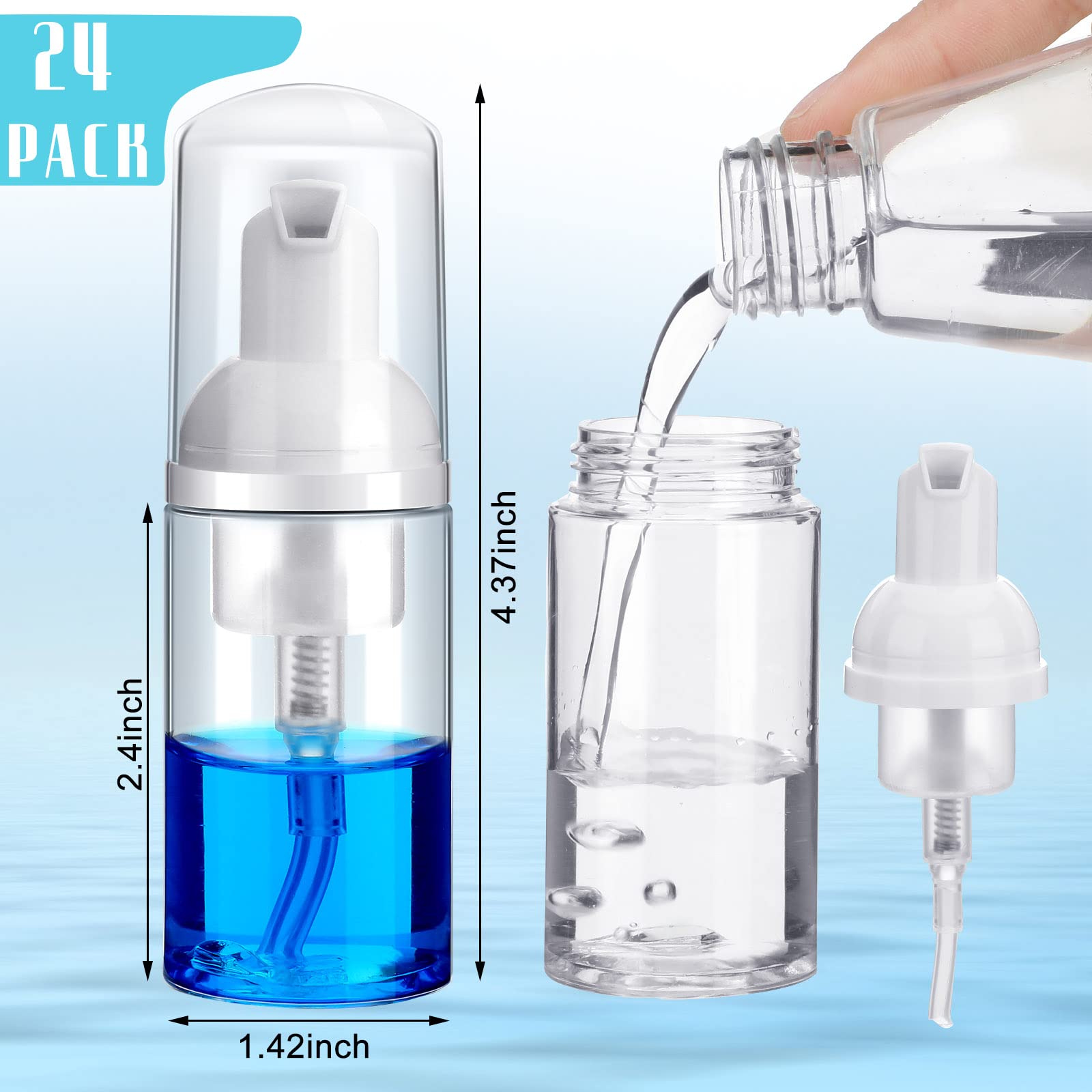 24 Pcs Foam Pump Bottles 1 Oz/ 30 Ml Travel Soap Bottle Plastic Mini Empty Dispenser Foaming Bottles For Refillable Hand Sanitiz