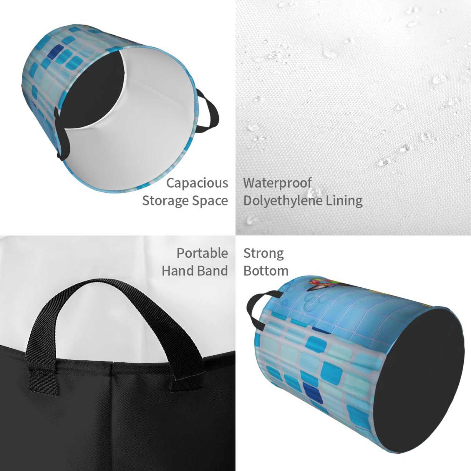 Pevtufa Prague Ratter Dog In Bathtub Foldable Laundry Basket Organizer,Fabric Clothes Toy Storage Basket Nursery Hamper Storage