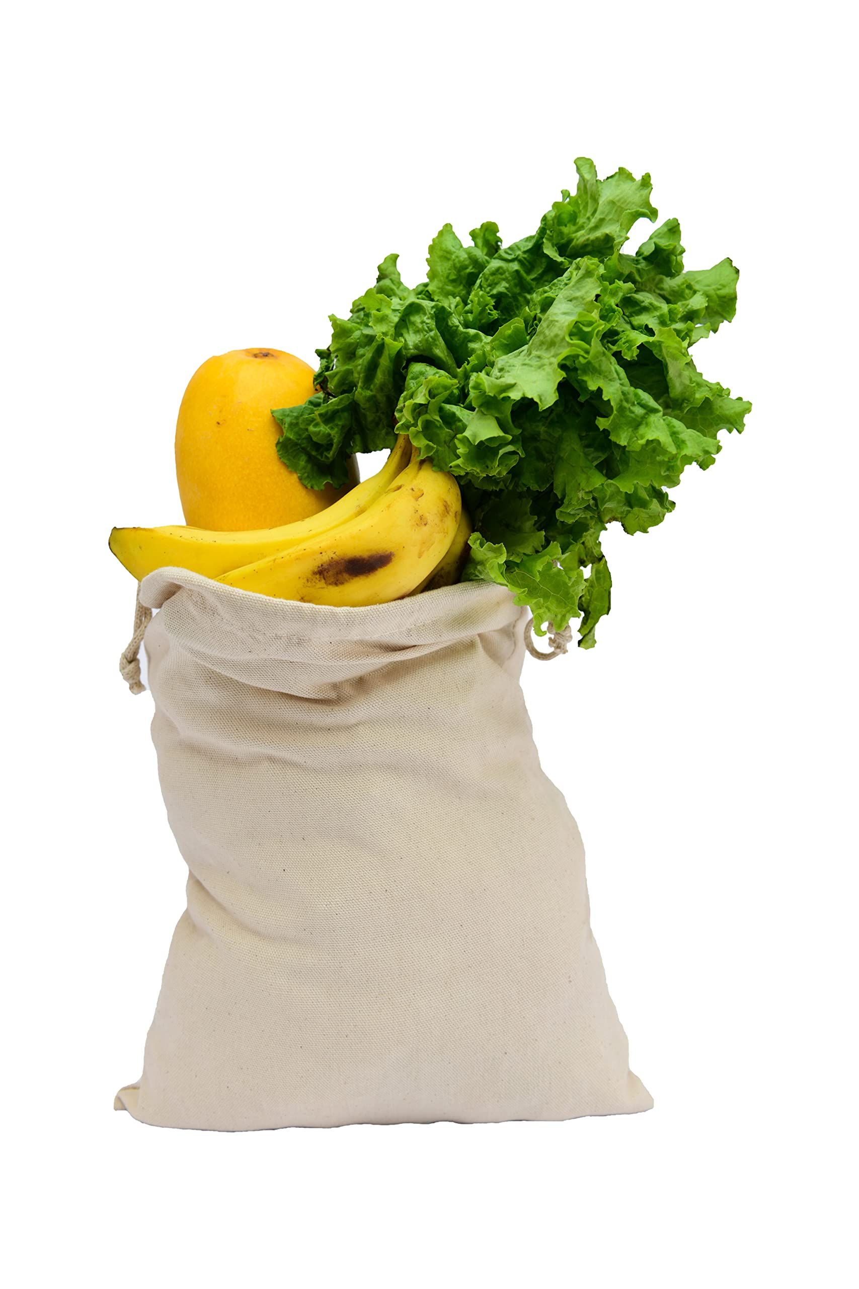 Pack Of 25 Ecogreentextiles Cotton Drawstring Bags - (4 X 6 Inches) - Reusable Produce Bags - Multipurpose Double Drawstring Mus