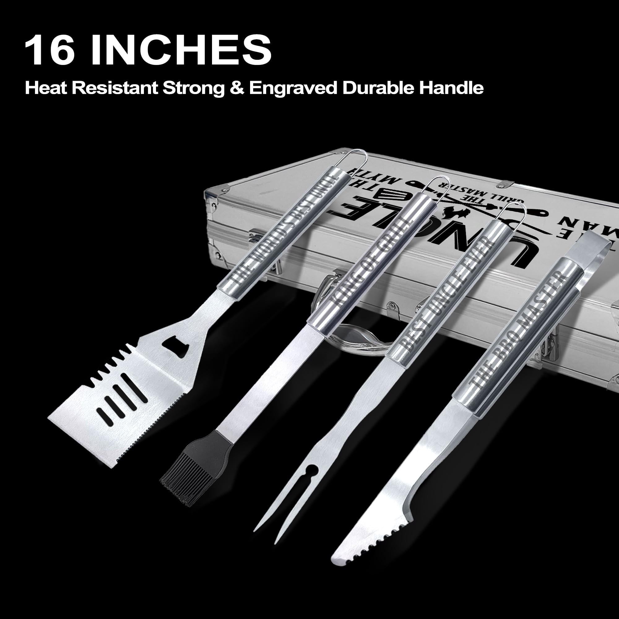 Uncle Gifts, Fathers Day Uncle Gifts For Him Heavy Duty Grilling Accessories Kit For Backyard Bbq, Thick Stainless Steel Grill U