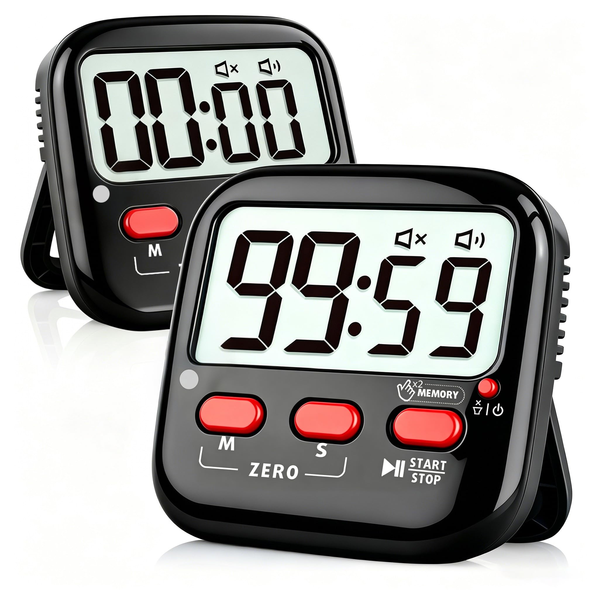 Azosowo 2 Pack Digital Timer for Kids Teacher Classroom Kitchen Office