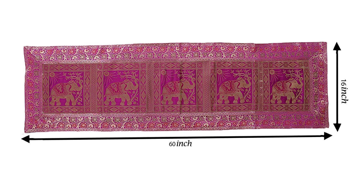 Real Online Seller Indian Handmade Elephant Design Table Runner.Traditional Decorative Ethnic Kitchen Table Cloth For Wedding Br