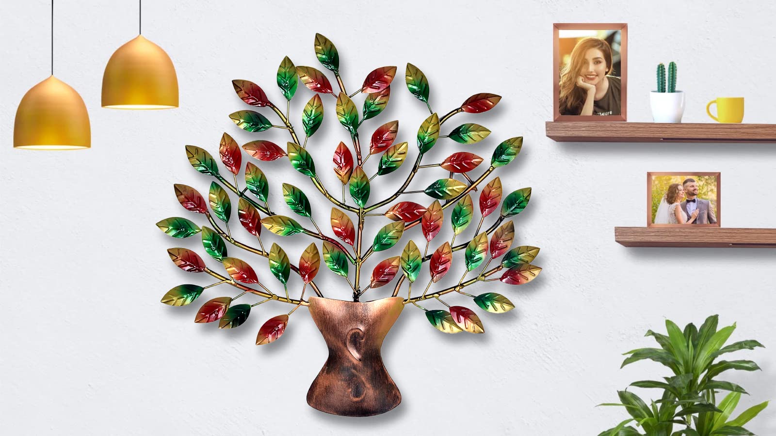 AONA Metal Tree Wall Hanging Decorative Showpiece Wall Decor Home Decor Handicraft Designed Multicolour Height 16 Inches